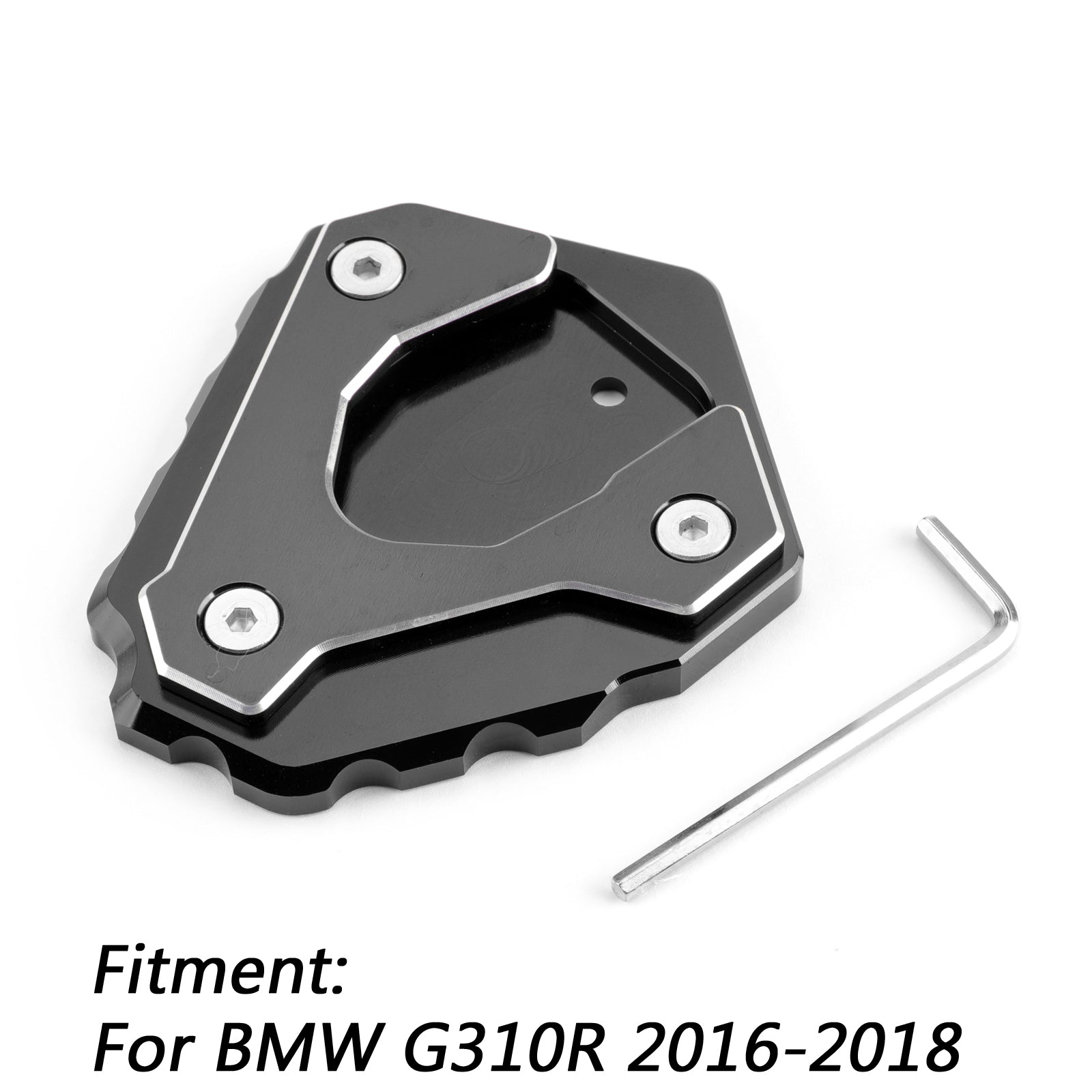 Soporte de base de ampliación de extensión de soporte lateral de pata de cabra CNC para BMW G310R 2016-2018 genérico