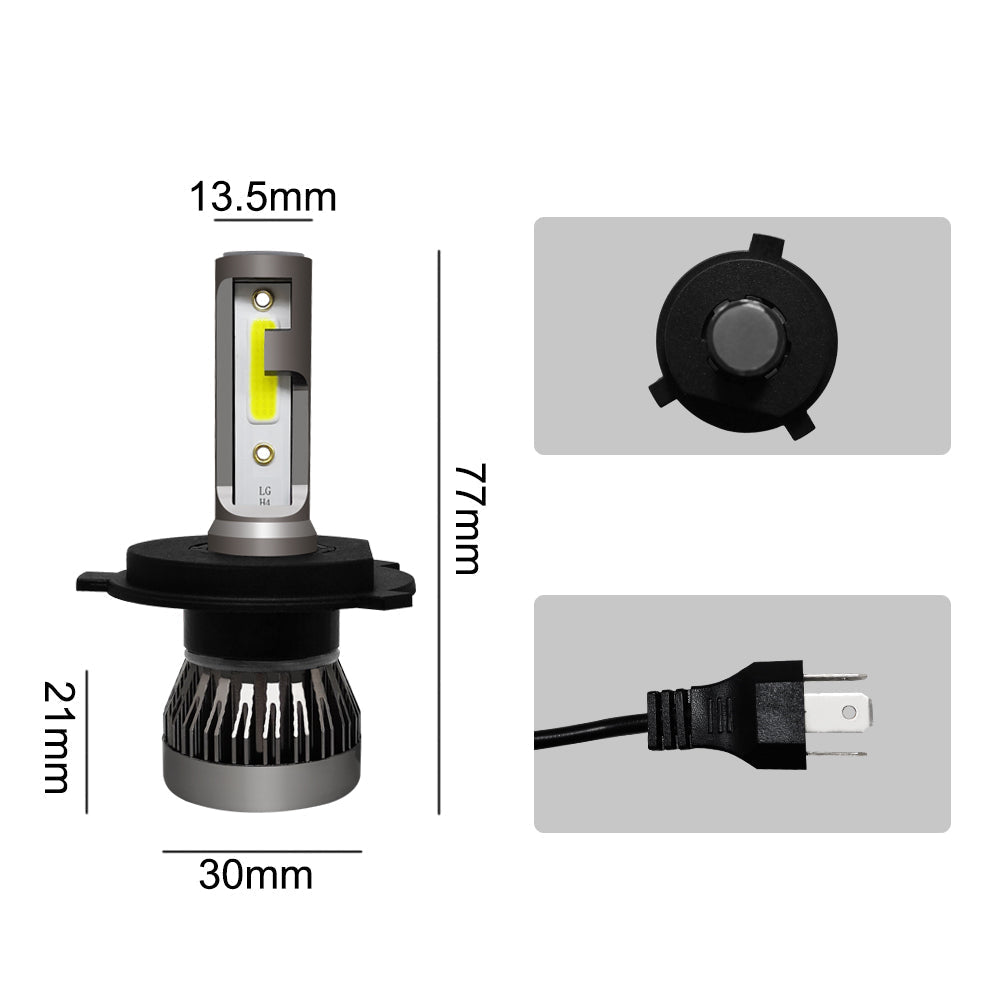 2 pièces H4/HB2/9003 phare LED 36W 8000LM Kit d'ampoules COB faisceau haut/bas 6000K générique