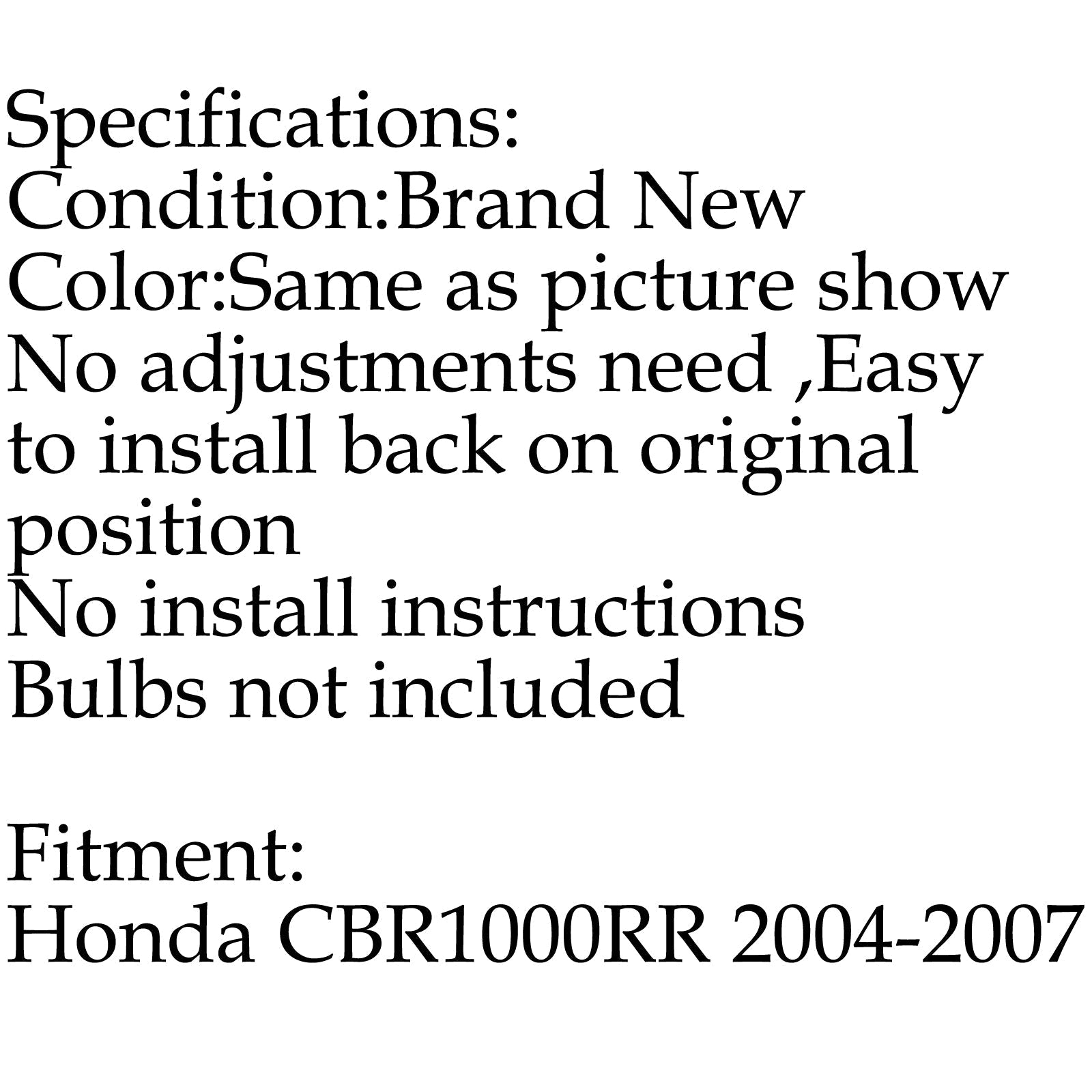 Ensemble de phare avant Honda CBR 1000RR CBR1000RR 2004-2007