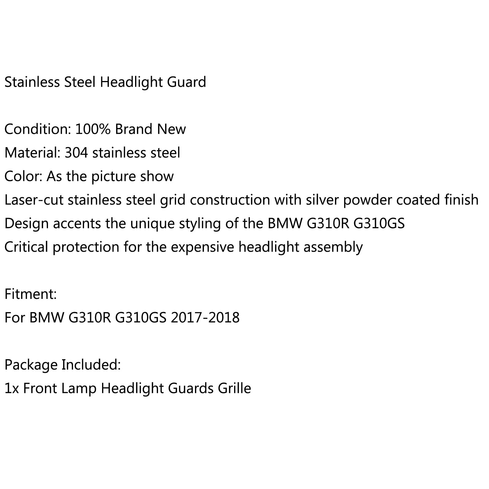 Protecteur de couvercle de protection de calandre de phare avant pour BMW G 310GS 2017-2018 générique