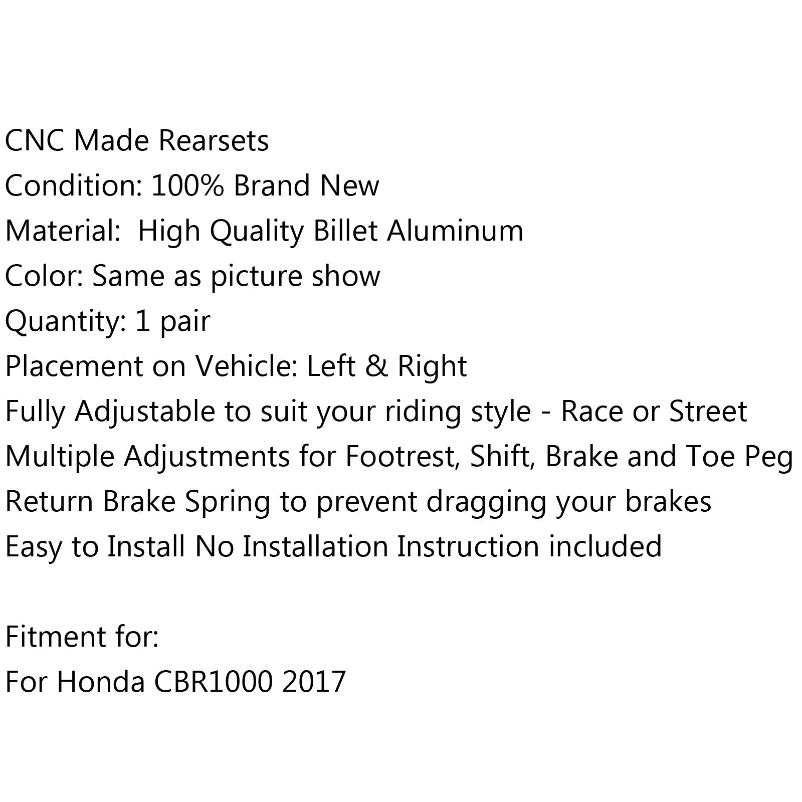 Commandes reculées Repose-pieds Jeux arrière Repose-pieds Pour Honda CBR1000 CBR 1000 2012-2018 Générique