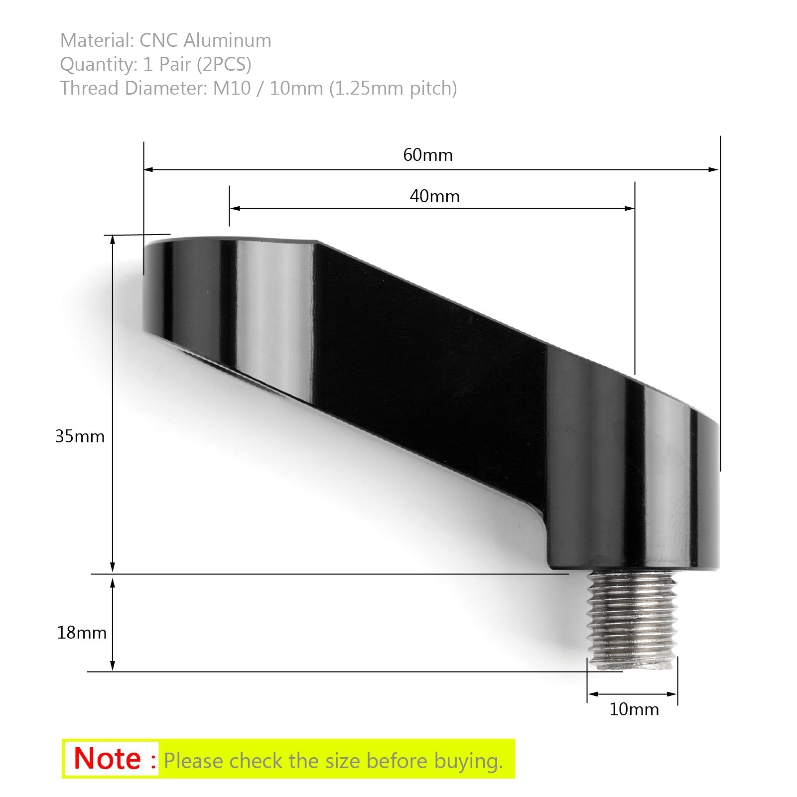 Paire d'extensions de rétroviseurs de moto en aluminium Honda 10 mm