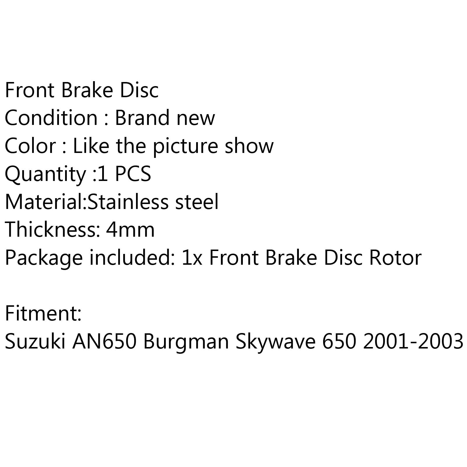 Rotor de disque de frein avant pour Suzuki AN650 Burgman Skywave 650 2001-2003 2002 générique