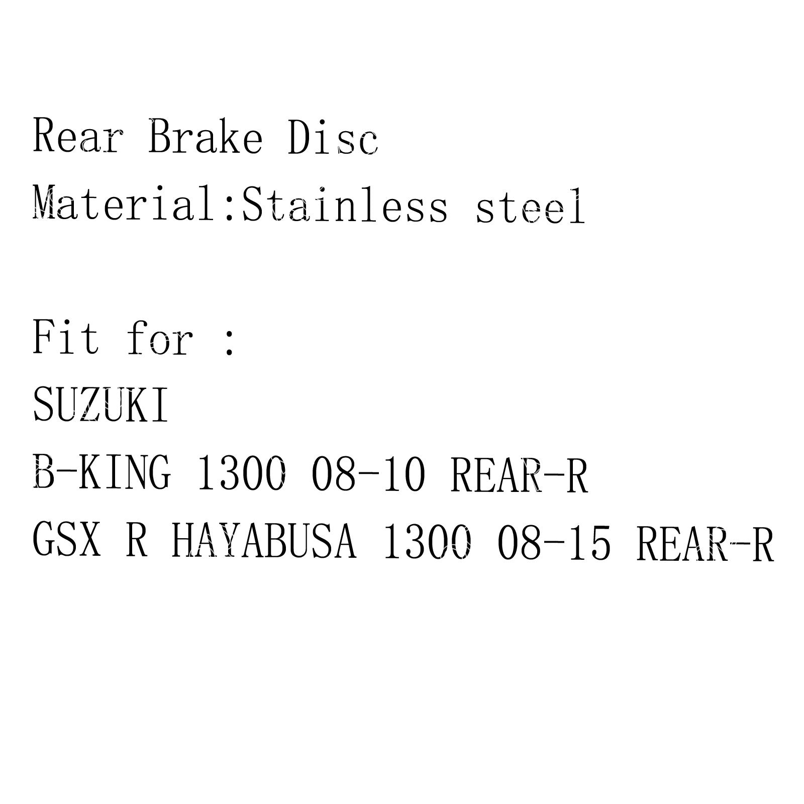 Rotor de disque de frein arrière rond Suzuki GSXR 1300 Hayabusa 2008-15 B-KING 1300 08-10 Generic