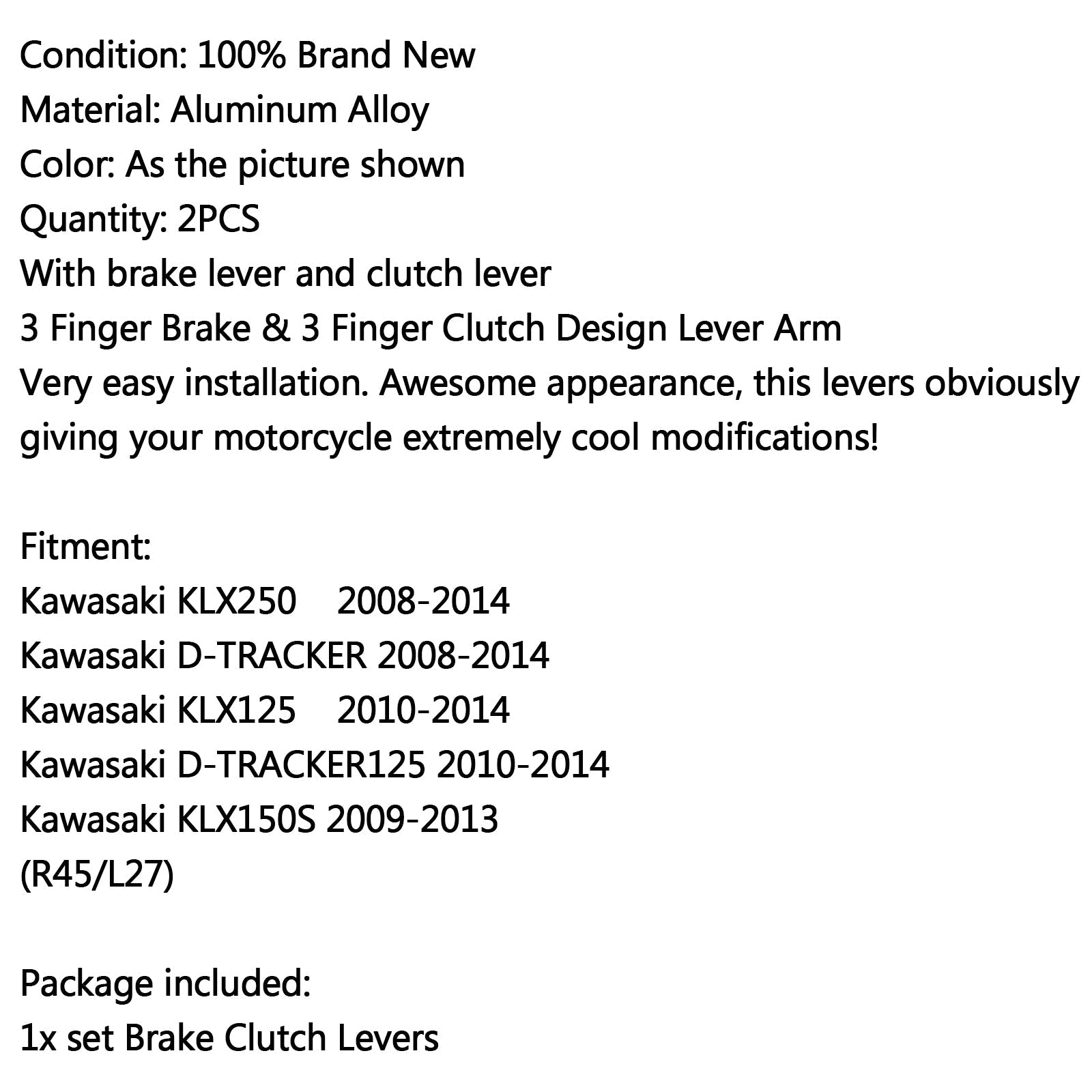Palancas de embrague de freno giratorias aptas para Kawasaki KLX250/D-TRACKER KLX150S KLX125 genérico