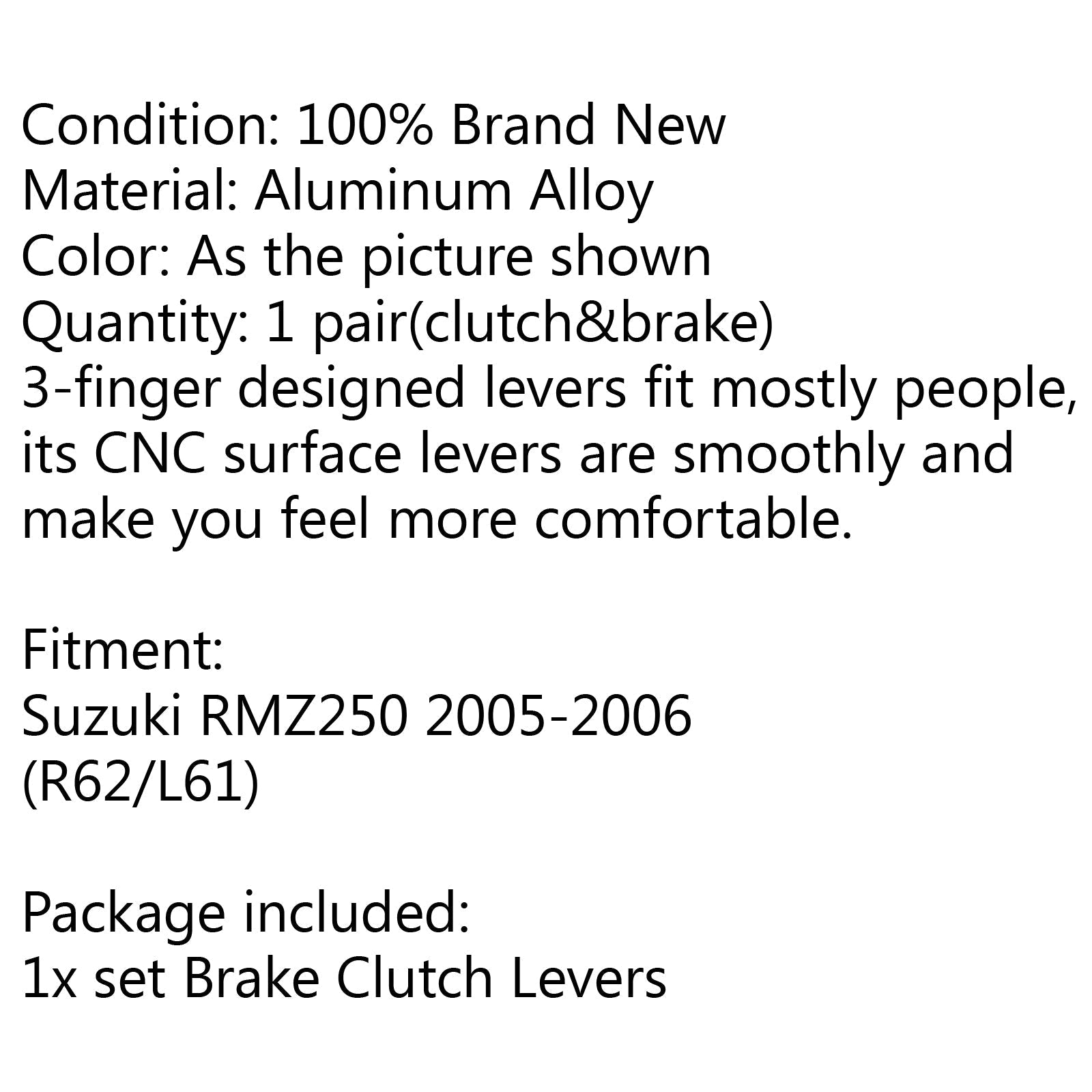 Par de palancas de embrague de freno de pivote de bicicleta de cross CNC para Suzuki RMZ250 2005-2006 genérico