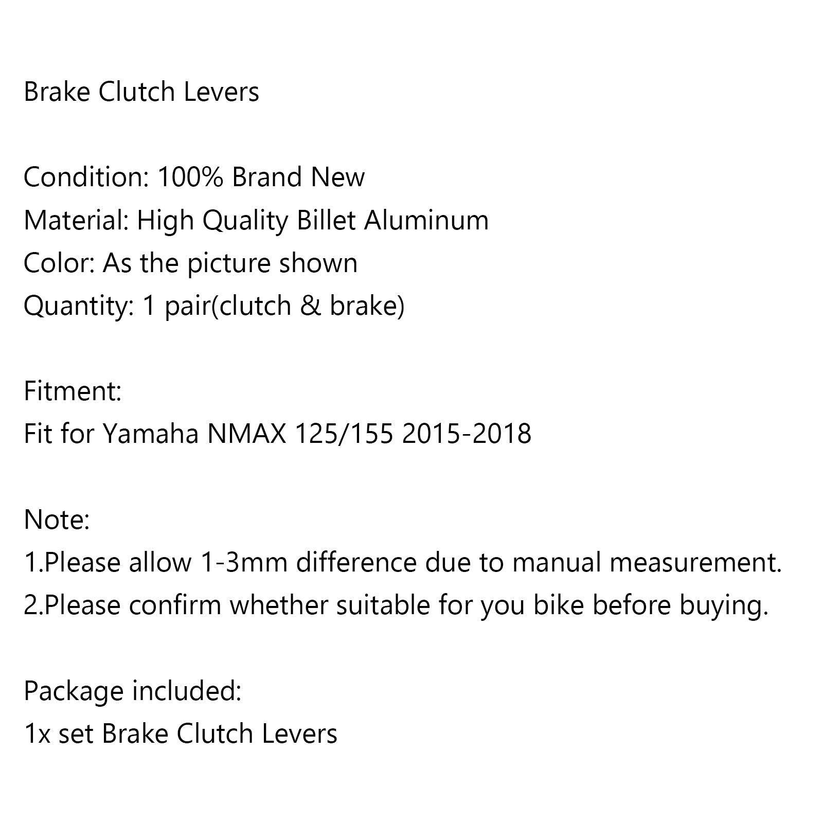 Leviers d'embrayage de frein en aluminium de moto gauche et droite pour NMAX 125/155 2015-2018 générique