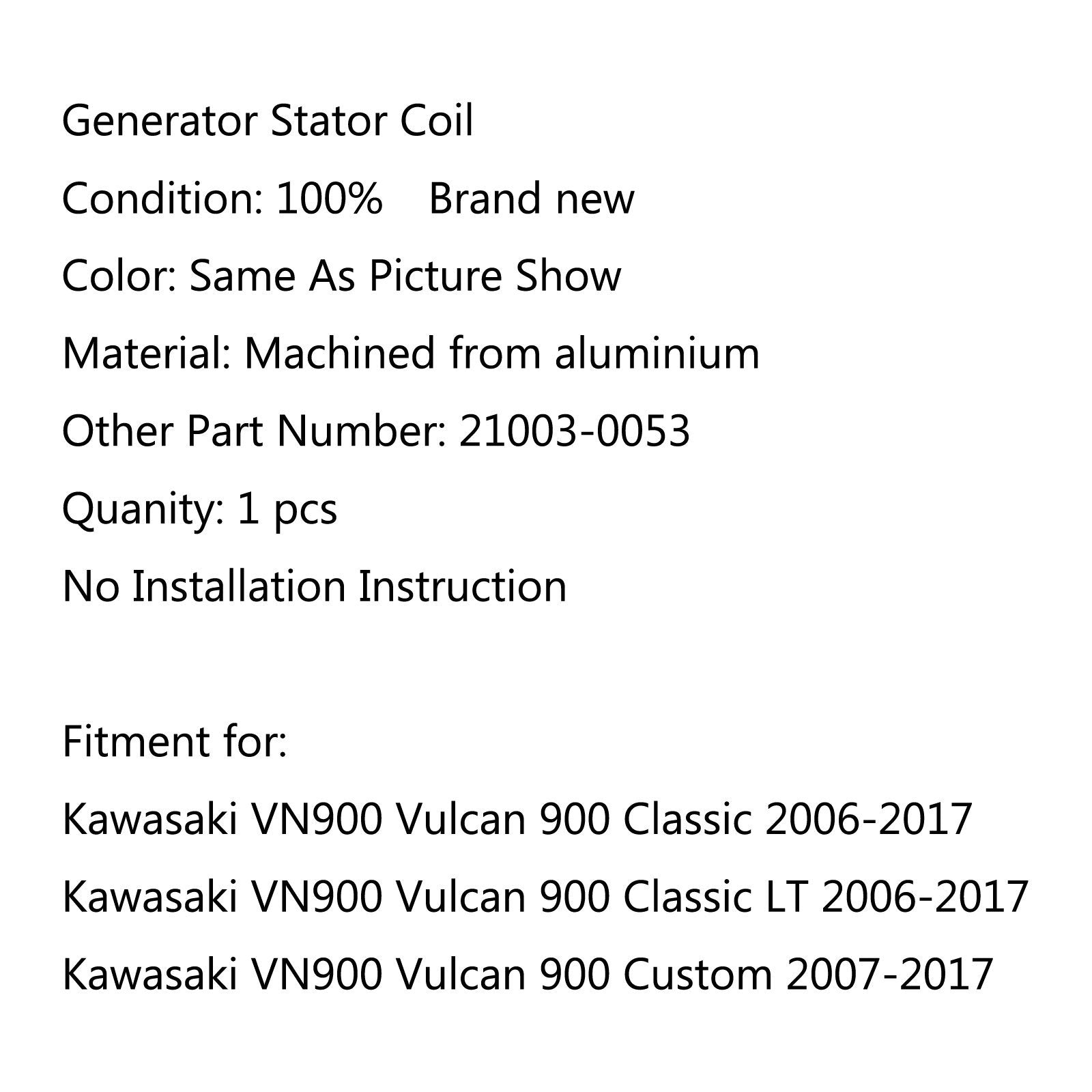 Bobine de stator de générateur pour Kawasaki VN900 Vulcan 900 Classic (06-17) Custom (07-17) Générique
