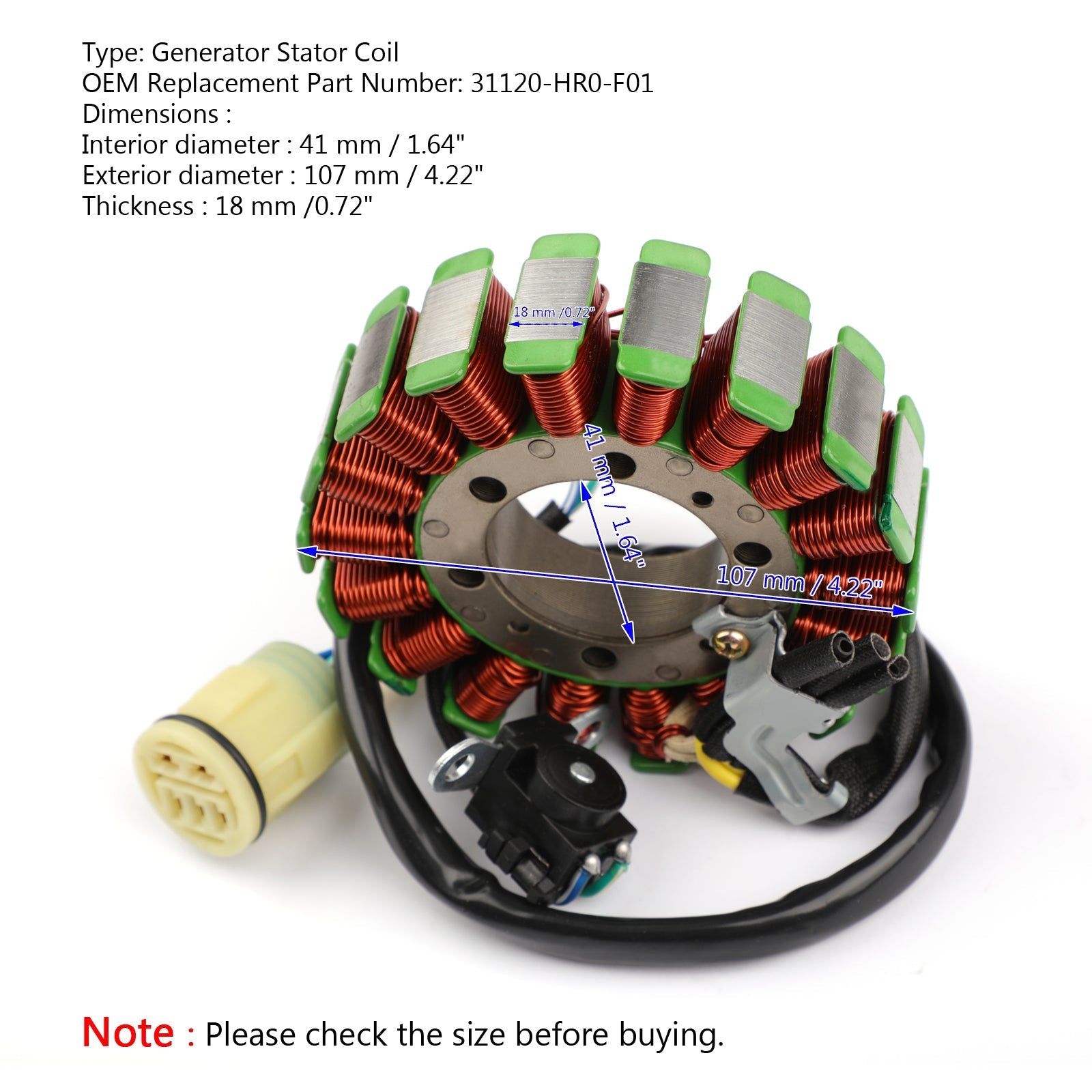 Bobine de stator de générateur Honda TRX500 Fourtrax Foreman 500 FM FE FPE FPM 2012-2013