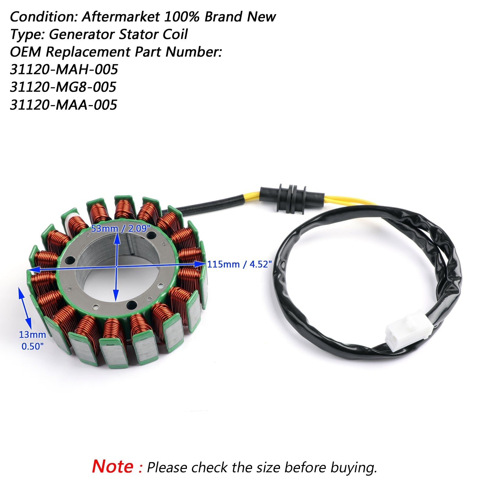 Générateur Stator Bobine Alternateur Fit pour Honda VT 1100 C C2 C3 Shadow ACE Aero Saber Spirit 85 - 07