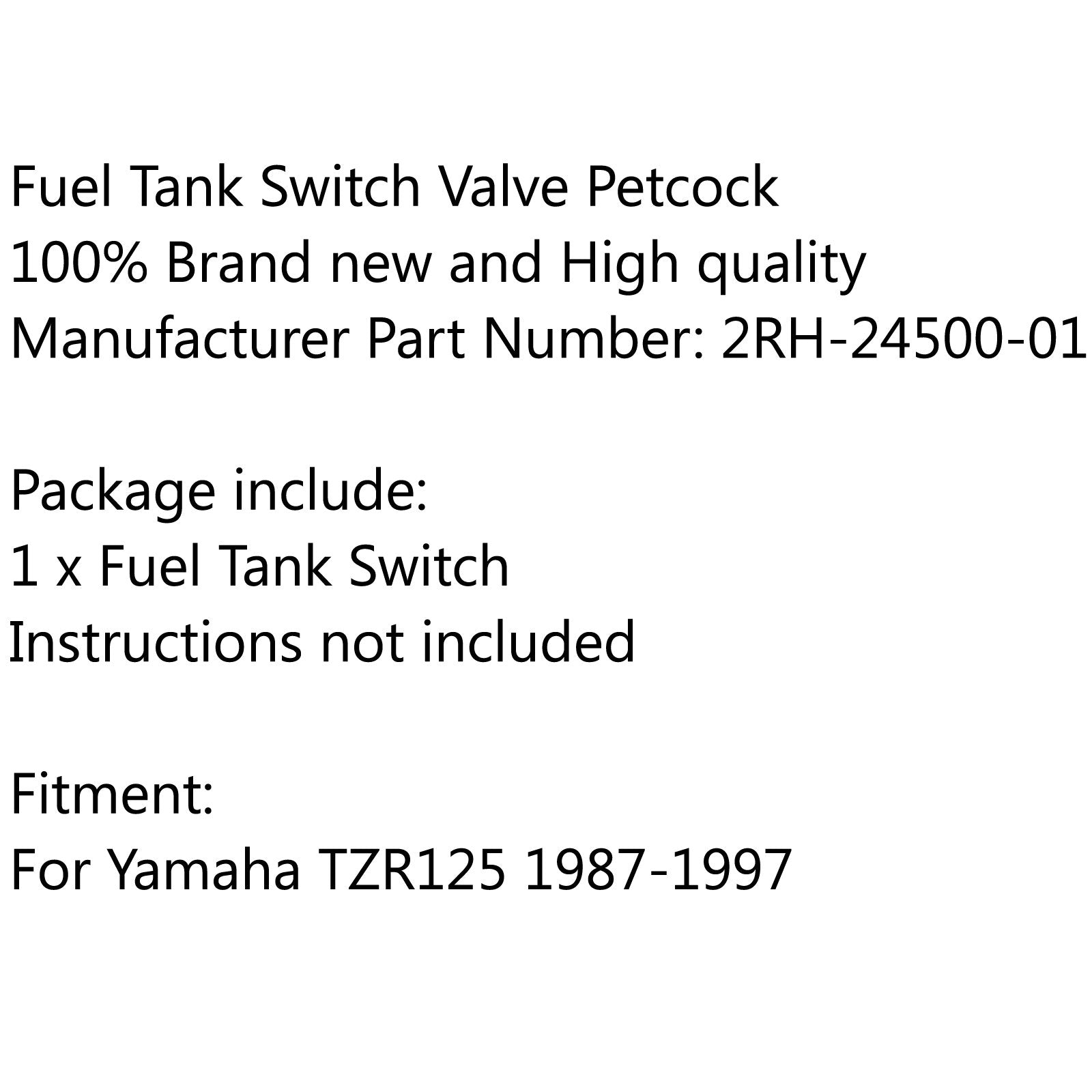 Pompe de soupape de commutateur de carburant de réservoir de gaz Petcock 2RH-24500-01 pour Yamaha TZR125 1987-1997 générique