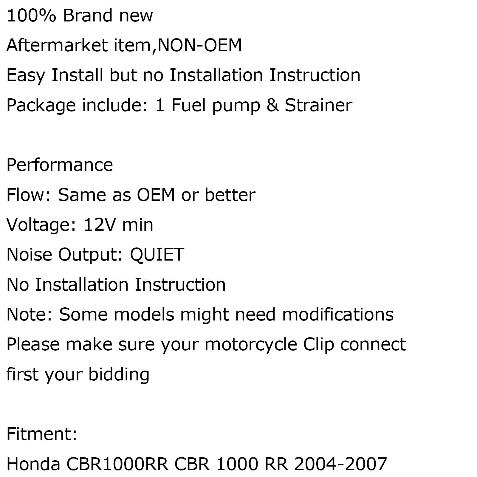 Pompe à essence haute performance pour Honda CBR1000RR 2004-2007 2005 2006 générique