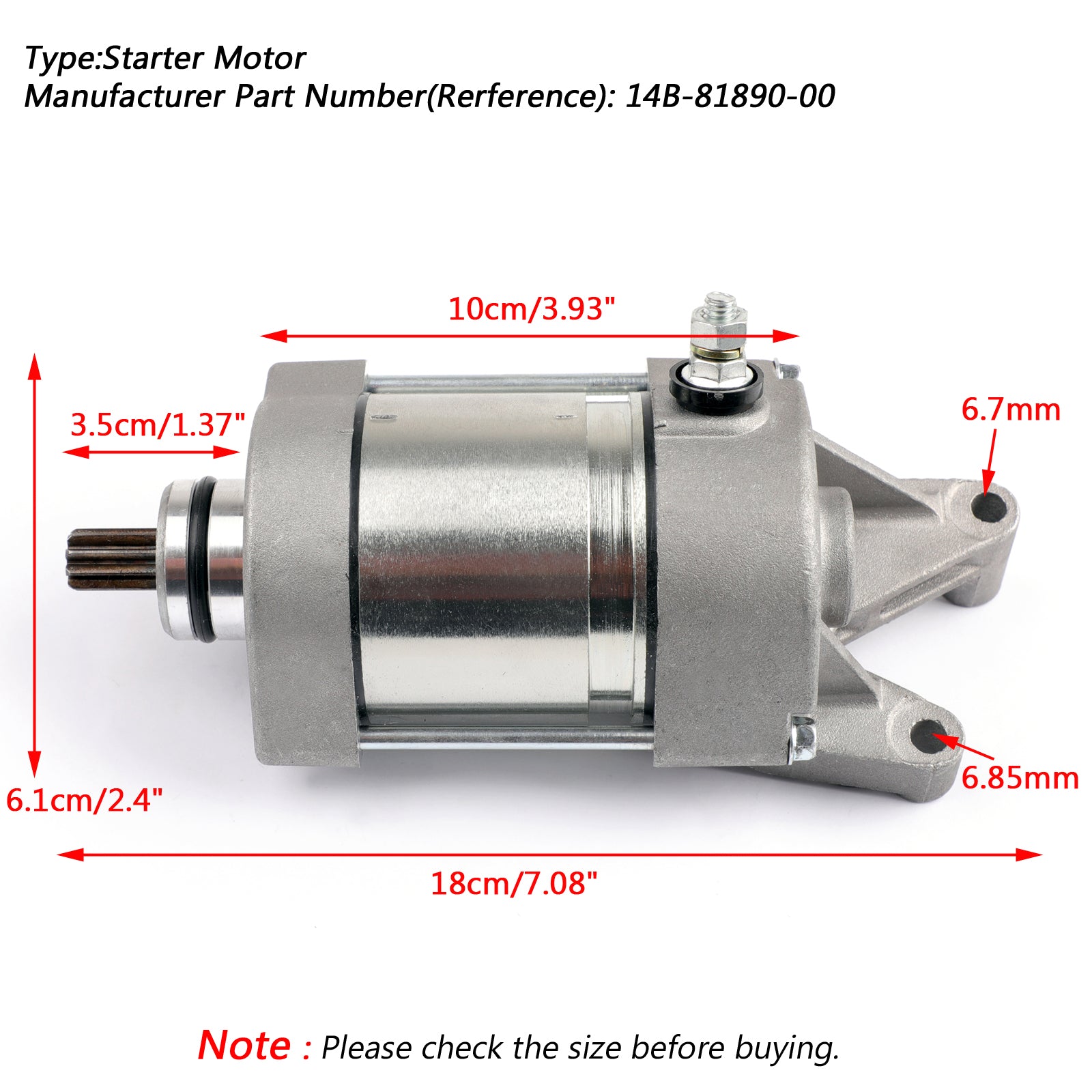 Käynnistysmoottori käynnistyy 14B-81890-00 Yamaha YZF R1 R1 2009-2014 2012 Generic