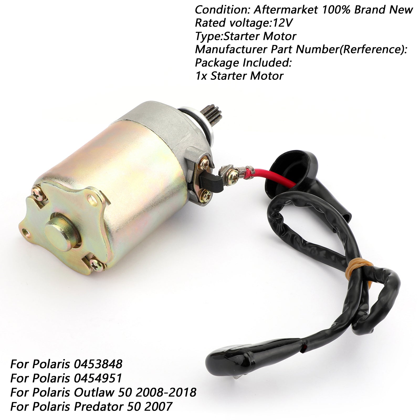 Arrancador eléctrico con cable para Polaris RZR 170 UTV 2009-17 genérico 0454488 0454945