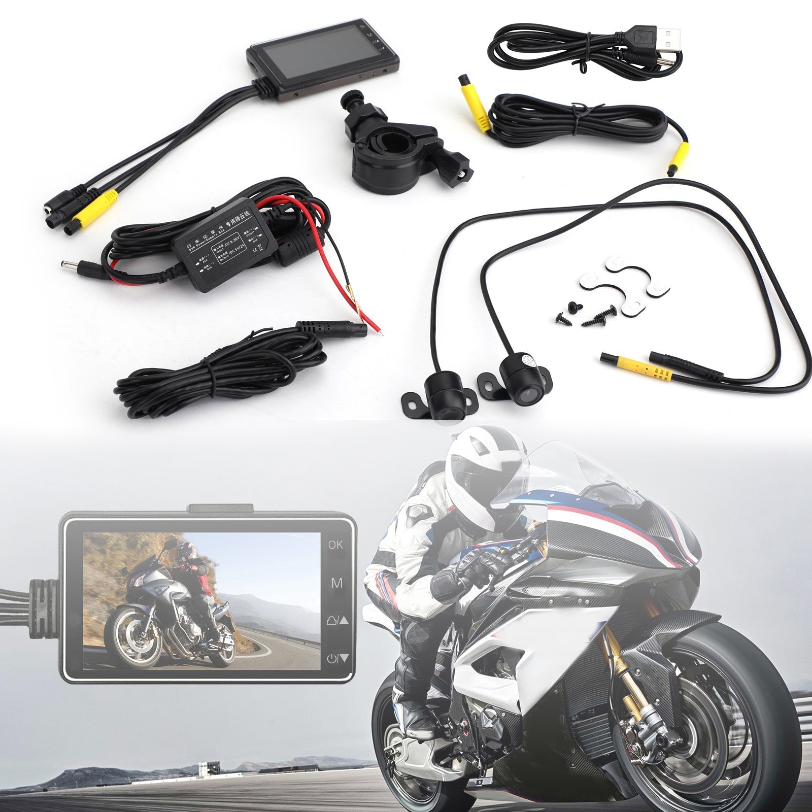 1080P moto DVR moto enregistreur vidéo double caméra Support générique