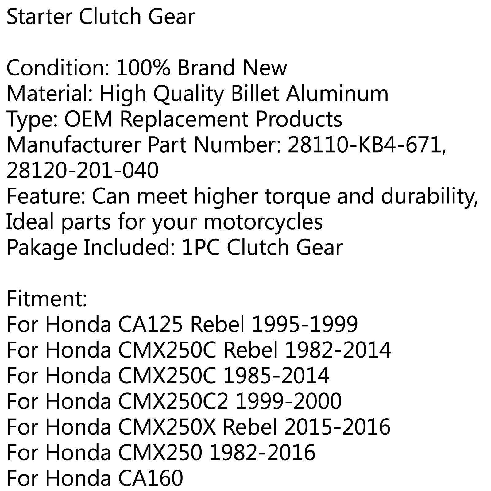 Frizione di avviamento con cuscinetto a ruota libera unidirezionale per generico Honda CA 125/175/CB/CMX 250 CM185T