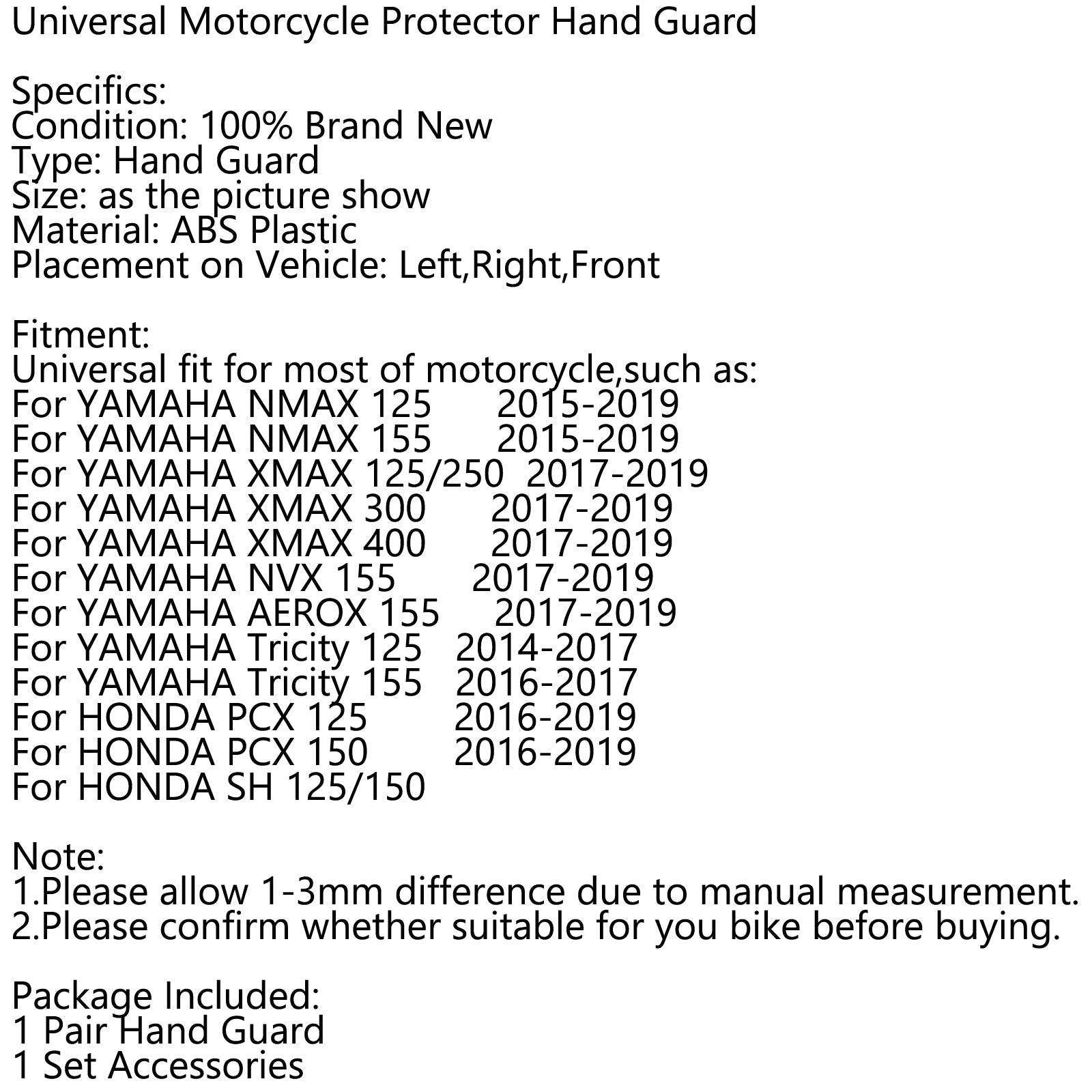 Deflector de viento Universal para motocicleta ABS, protector de manos para Motocross, protector genérico