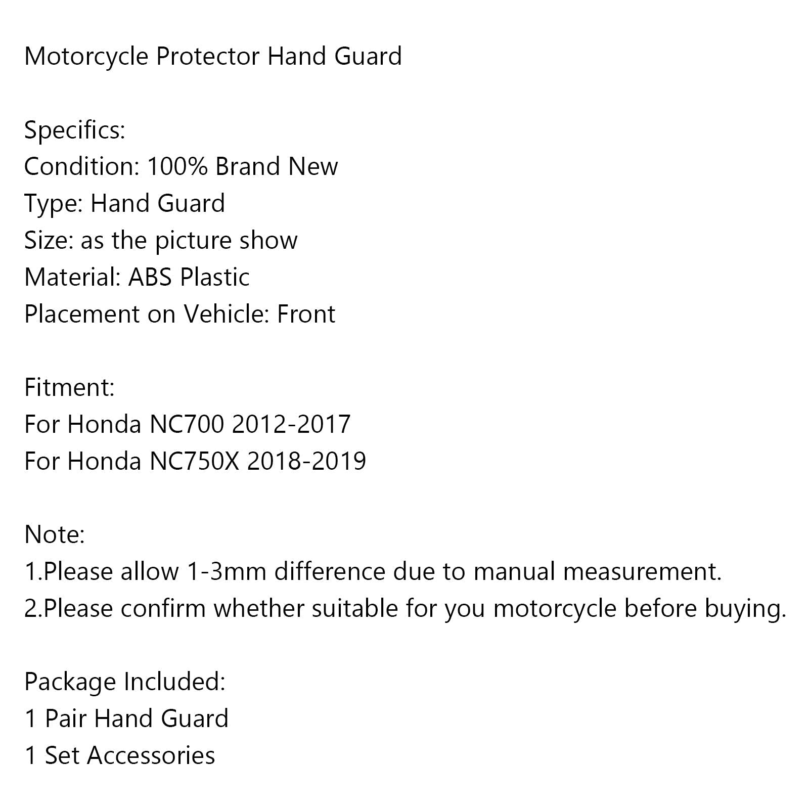 Protectores de manos ABS para Honda NC700 2012-2017 NC750X 2018-2019 Genérico