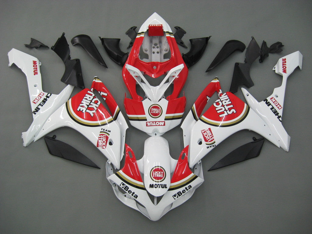 Carénages Amotopart 2007-2008 Yamaha YZF-R1 Blanc Rouge Lucky Strike Generic