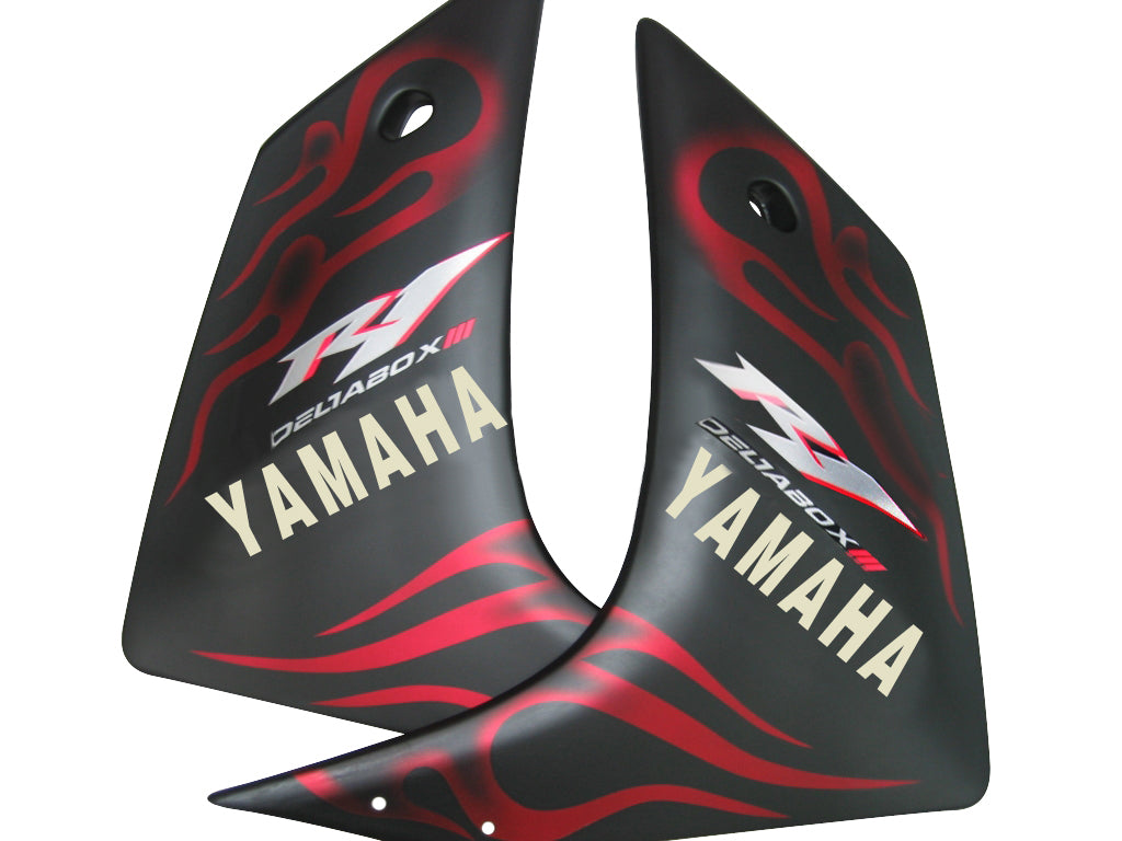 Amotopart carenados 2007-2008 Yamaha YZF-R1 negro mate y rojo llama R1 genérico