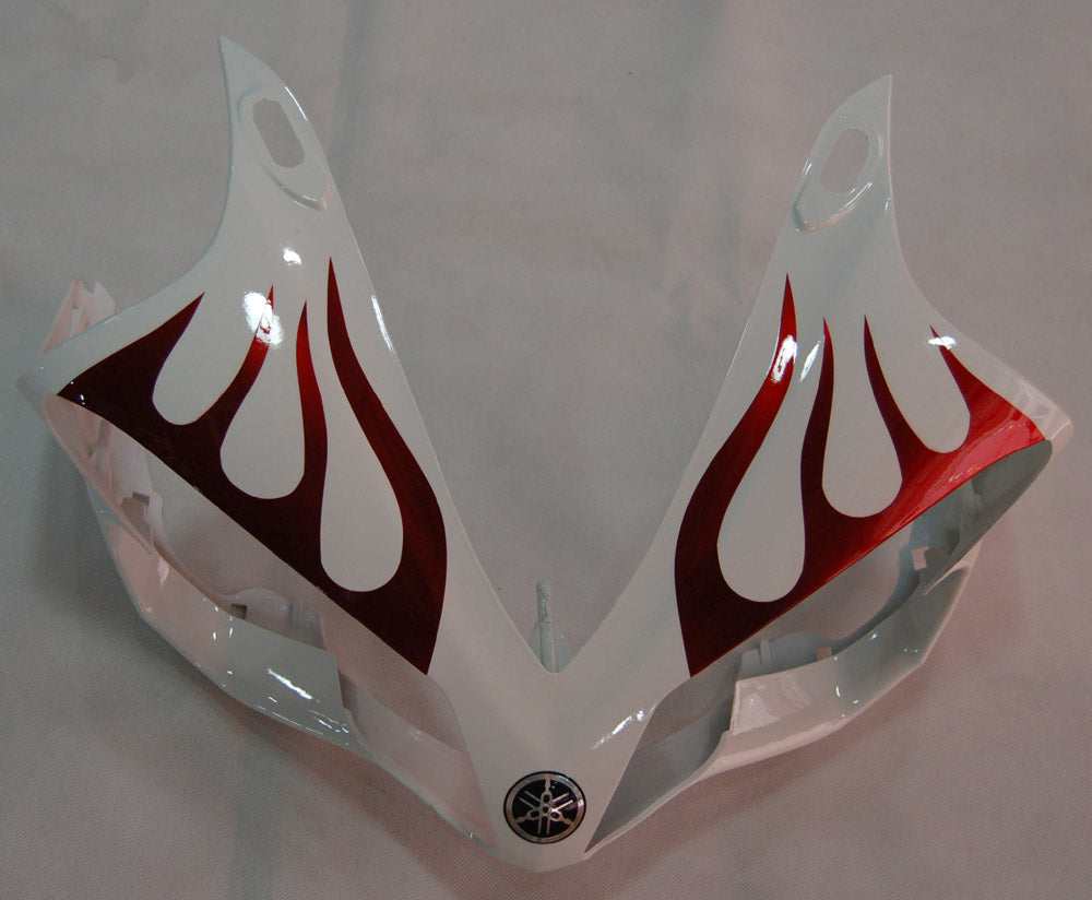 Amotopart Carénages 2007-2008 Yamaha YZF-R1 Blanc &amp; Rouge Foncé Flame R1 Generic