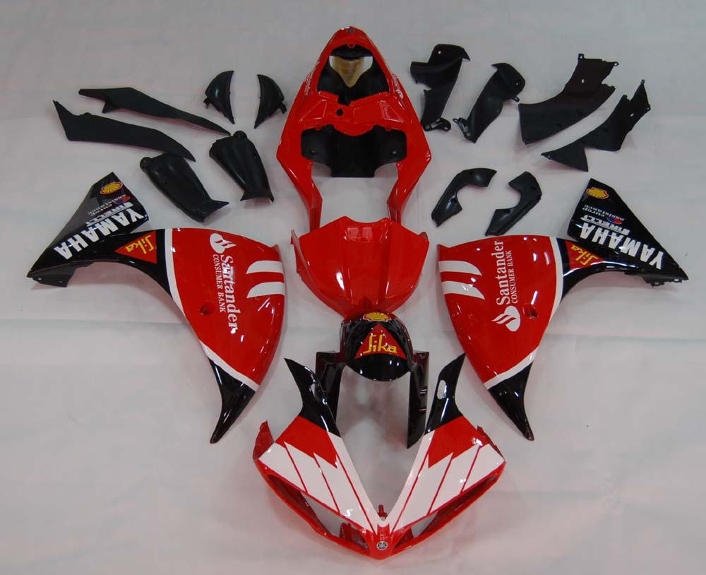 Amotopart Carenados 2009-2011 Yamaha YZF-R1 Rojo Negro Santander Bank R1 Genérico