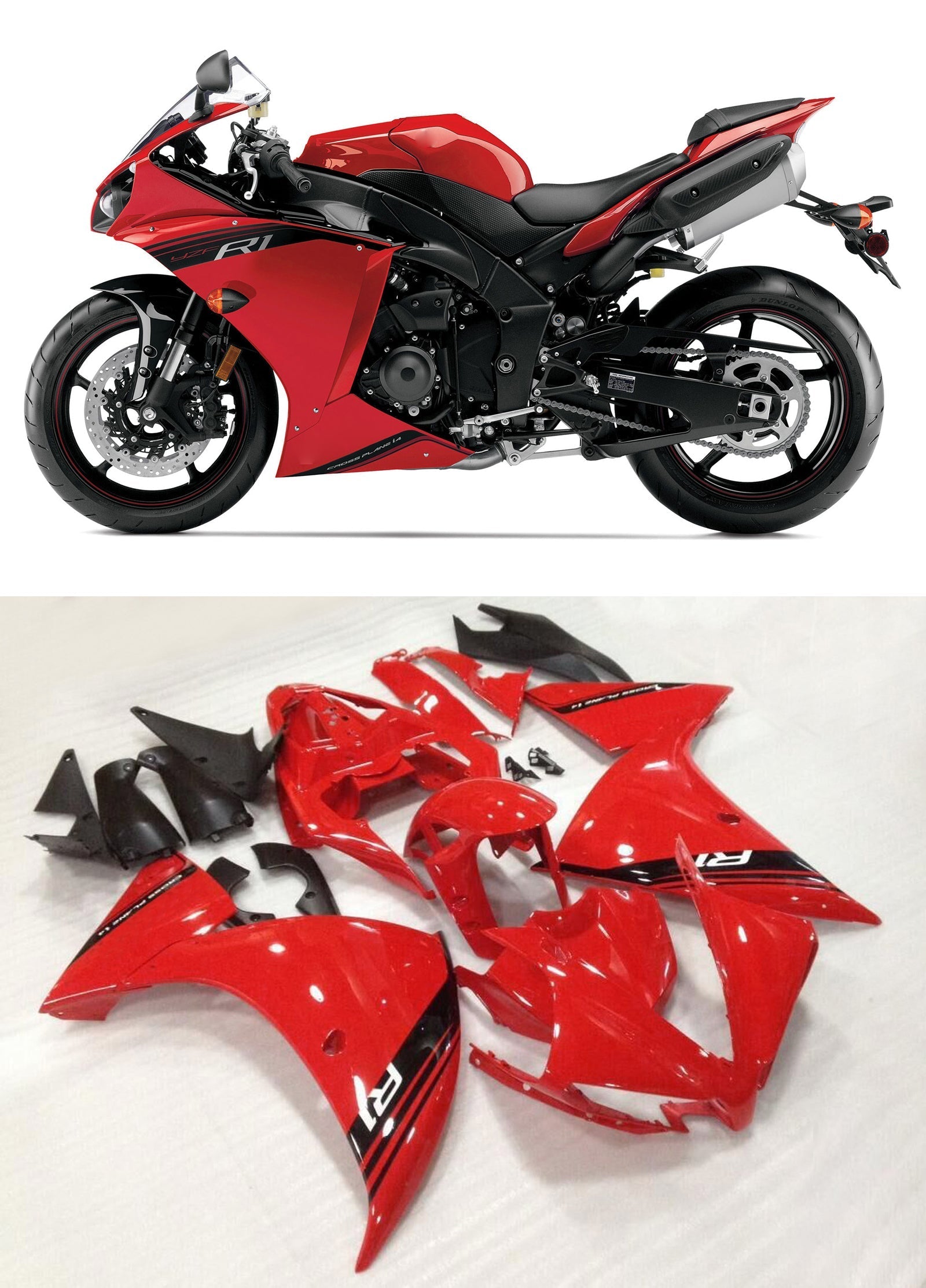 Carene in plastica Amotopart 2012-2014 Yamaha YZF R1 Rosso R1 Generico