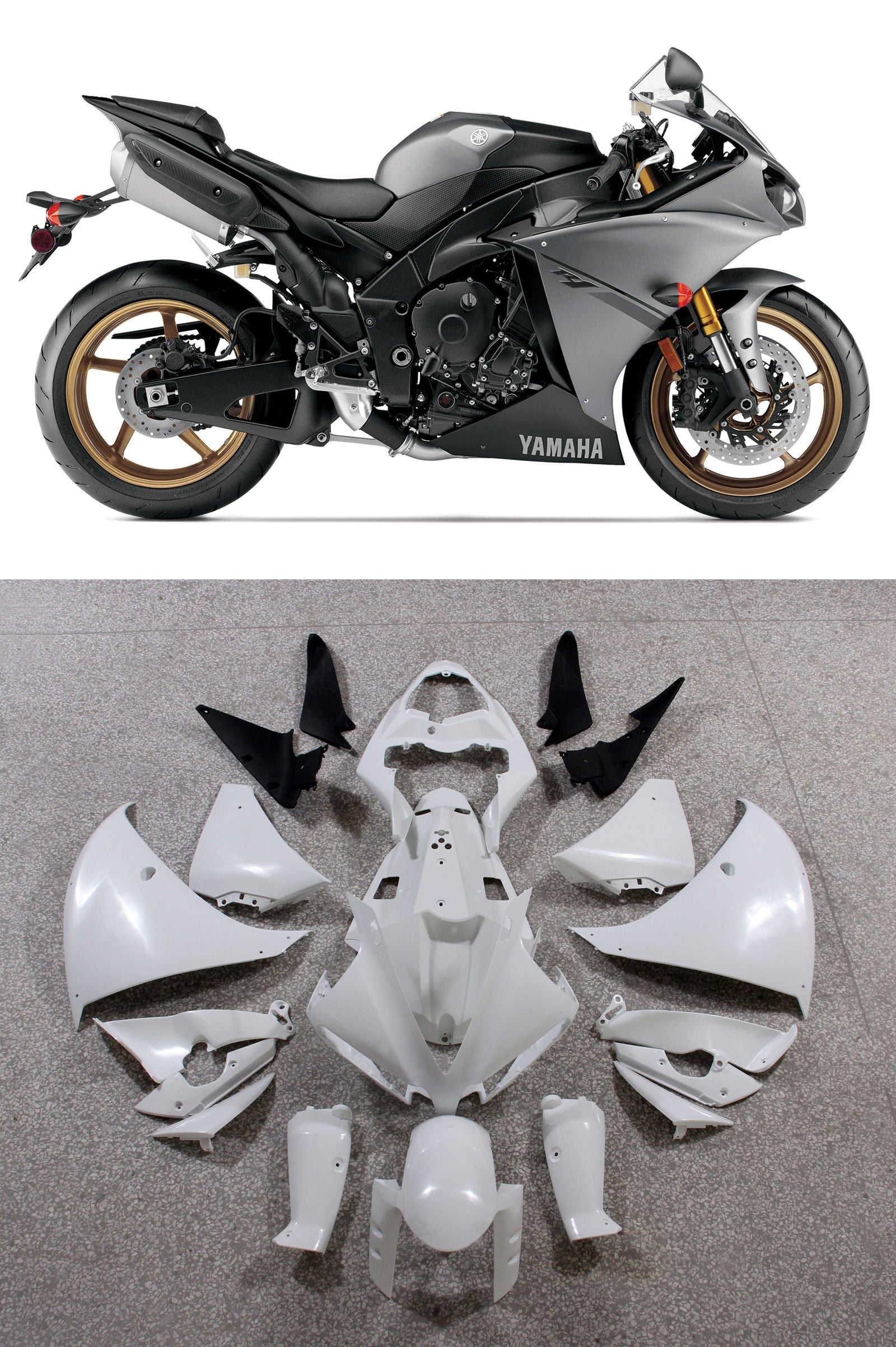 Amotopart Carenados Plasticos 2012-2014 Yamaha YZF R1 Gris R1 Genérico