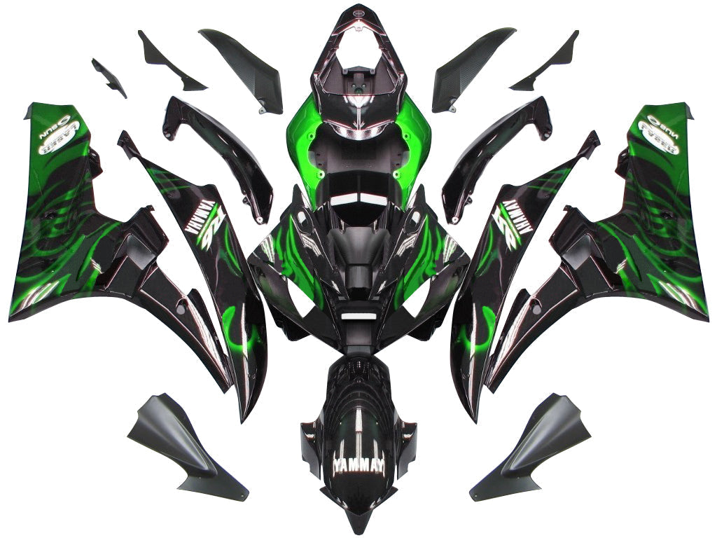 Carene Amotopart 2006-2007 Yamaha YZF-R6 Black &amp; Green Flame R6 Generico