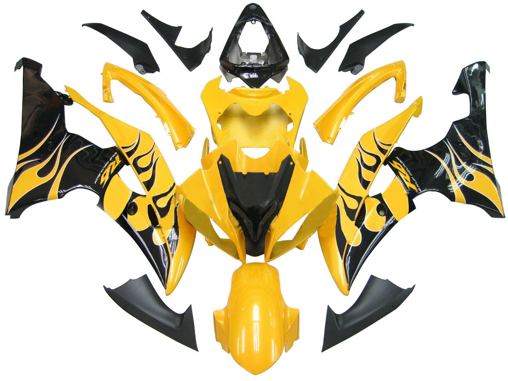 Carénages Amotopart 2008-2016 Yamaha YZF-R6 Yellow &amp; Black Flame R6 Generic