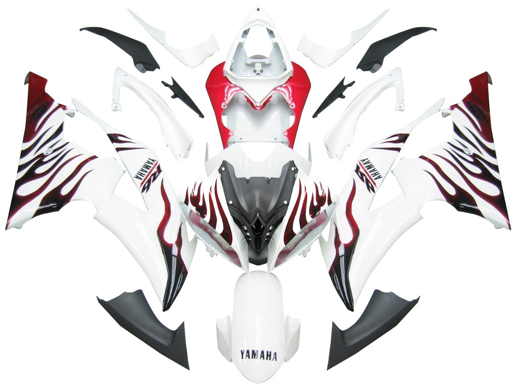 Carene Amotopart 2008-2016 Yamaha YZF-R6 White &amp; Red Flame R6 Generic
