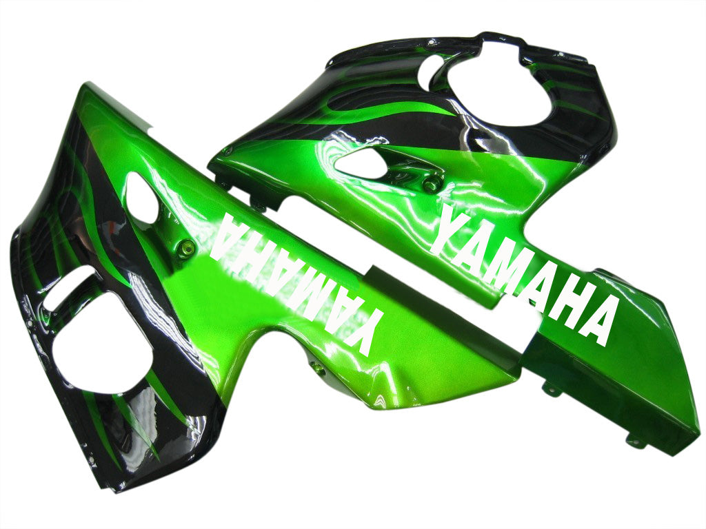 Carénages Amotopart 1998-2002 Yamaha YZF-R6 Black &amp; Green Flame R6 Generic