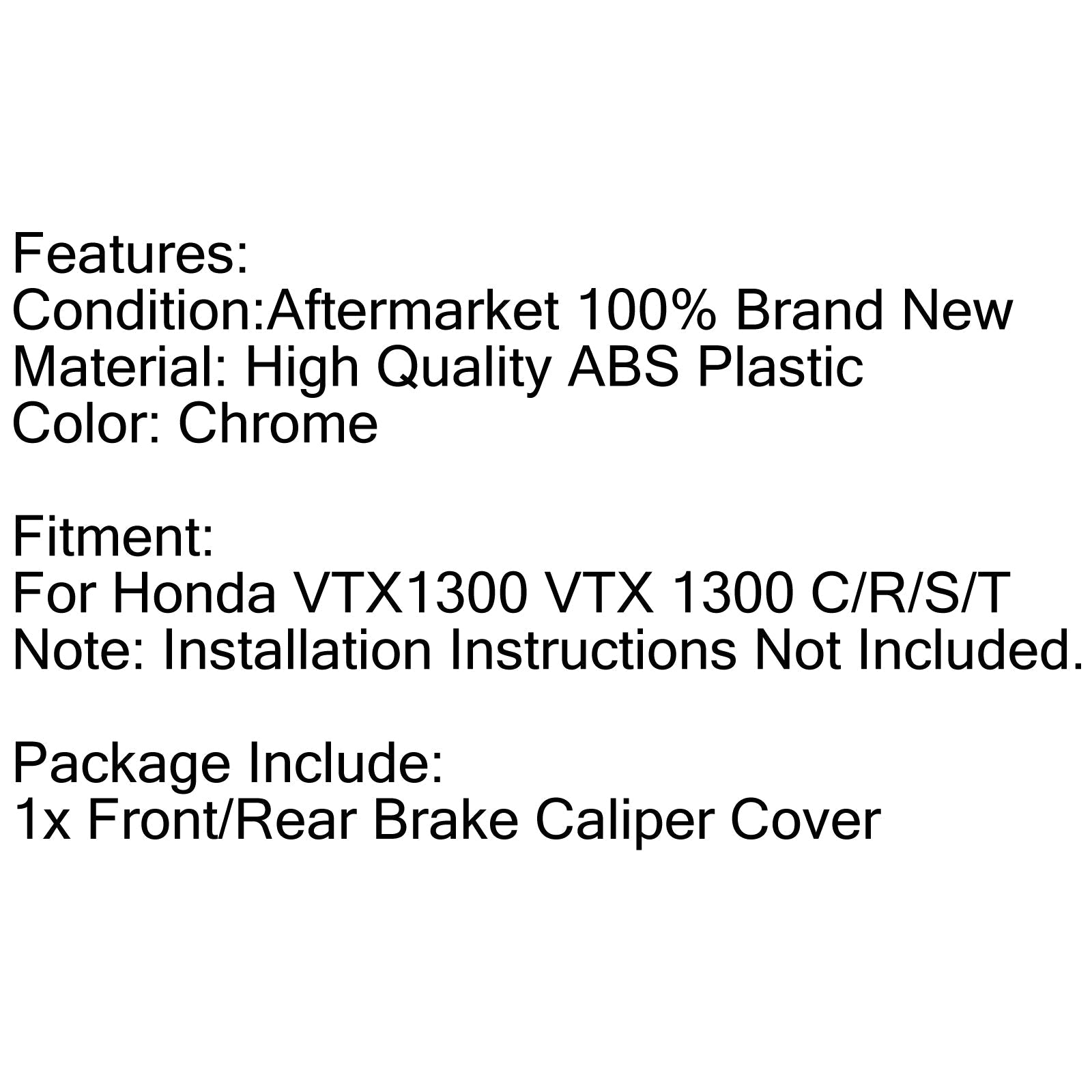Couvercles d'étrier de frein avant ou arrière en plastique ABS chromé pour Honda VTX 1800 02-07 générique