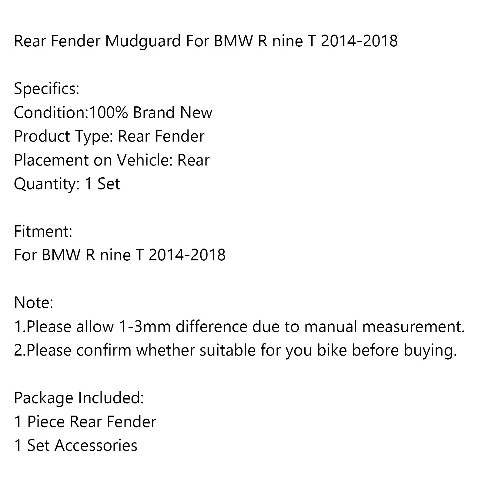 1x garde-boue arrière de moto garde-boue de pneu pour BMW R NINE T 2014-2018 générique