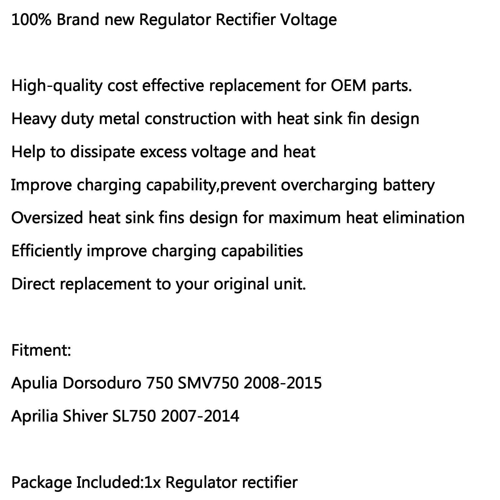 Redresseur régulateur pour Aprilia Shiver SL750 GT 07-16 Dorsoduro 750 SMV750 08-16 générique