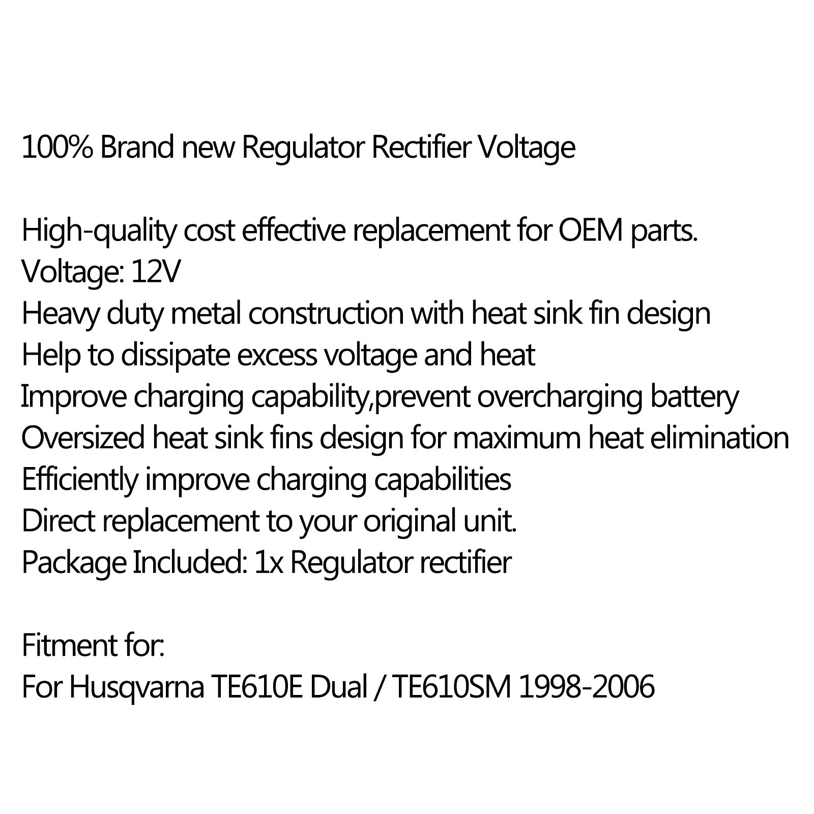 Raddrizzatore regolatore di tensione per Husqvarna TE 610 E Dual TE610SM 1998-2006 generico