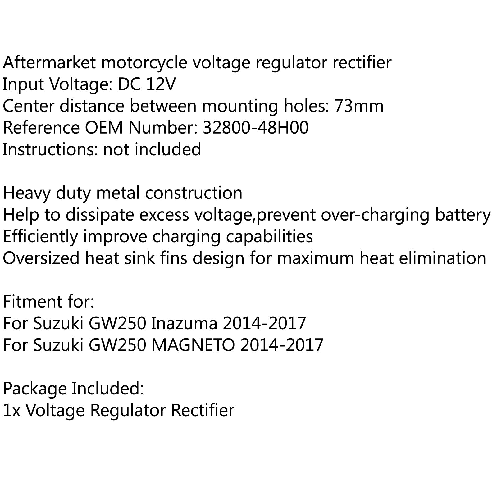 Rectificador regulador de voltaje para Suzuki GW250 Inazuma MAGNETO 2014-2017 2015 Genérico