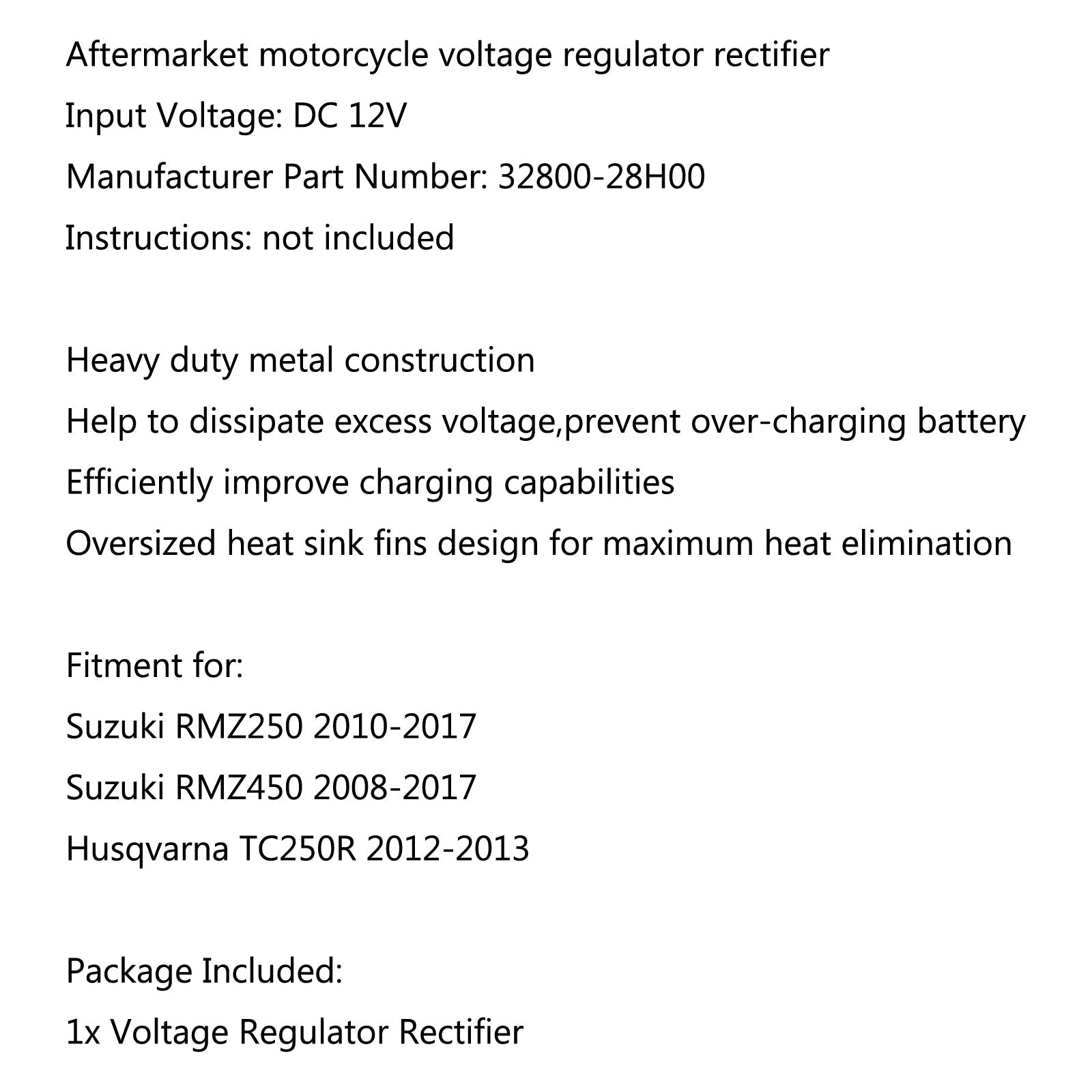 Raddrizzatore regolatore di tensione per Suzuki RMZ450 2008-2017 RMZ250 2010-2017 Generico
