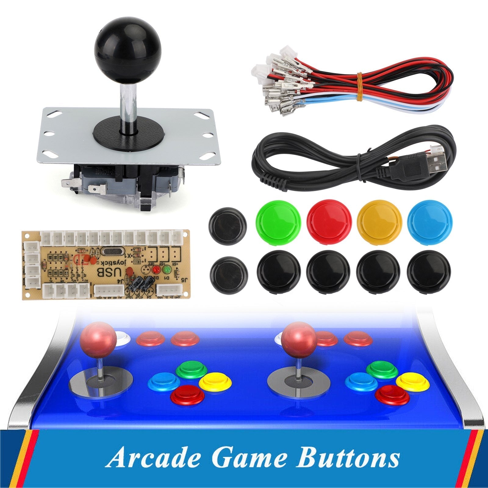 Botones + Joystick + codificador USB juego Arcade DIY 3 en 1 Kits 0 retardo apto para MAME PC