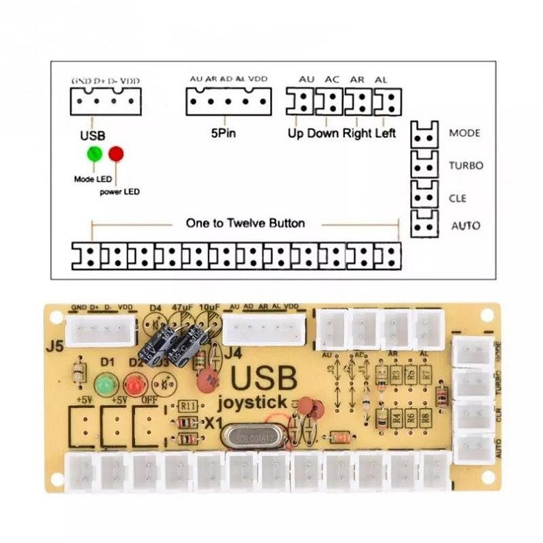 Botones + Joystick + codificador USB juego Arcade DIY 3 en 1 Kits 0 retardo apto para MAME PC