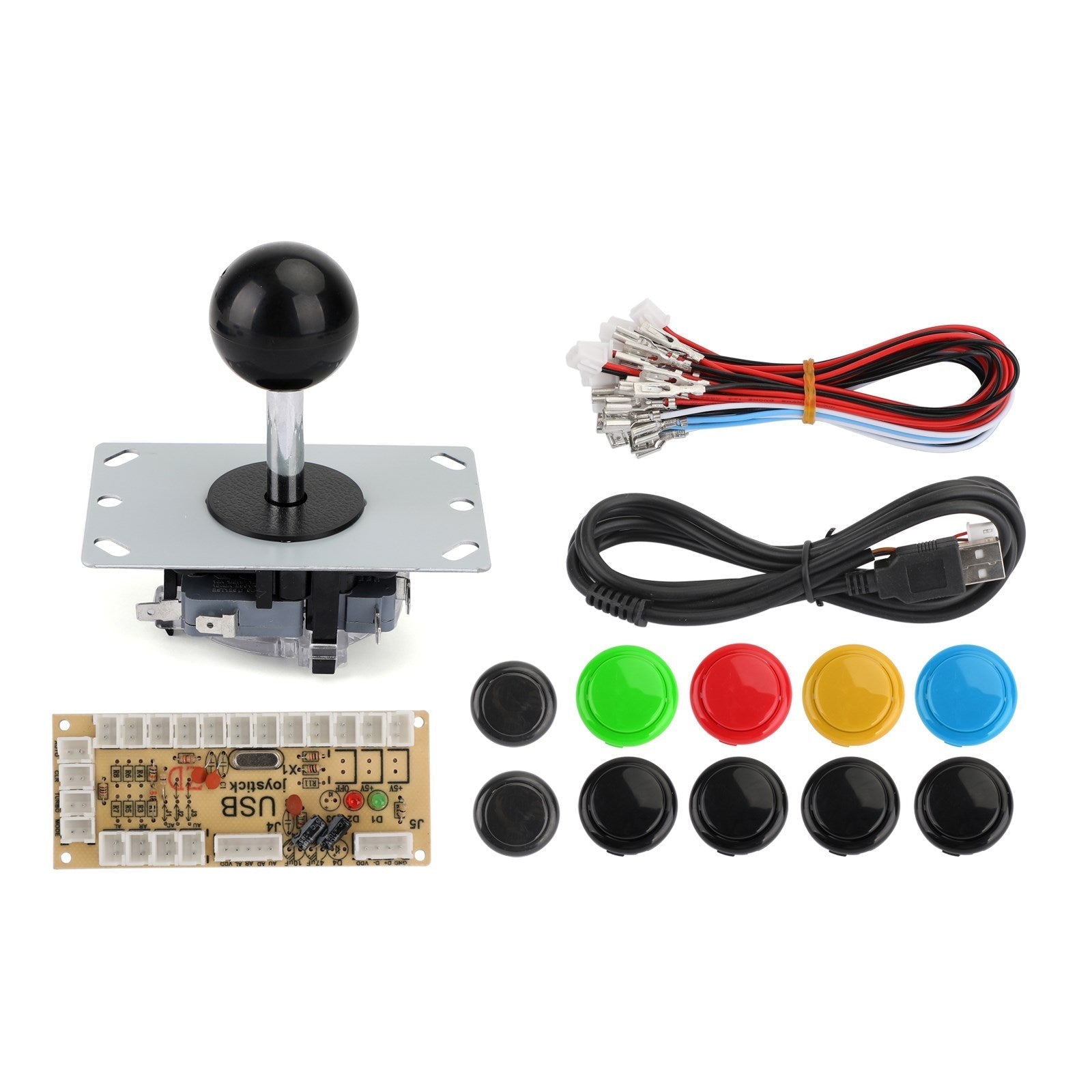 Botones + Joystick + codificador USB juego Arcade DIY 3 en 1 Kits 0 retardo apto para MAME PC