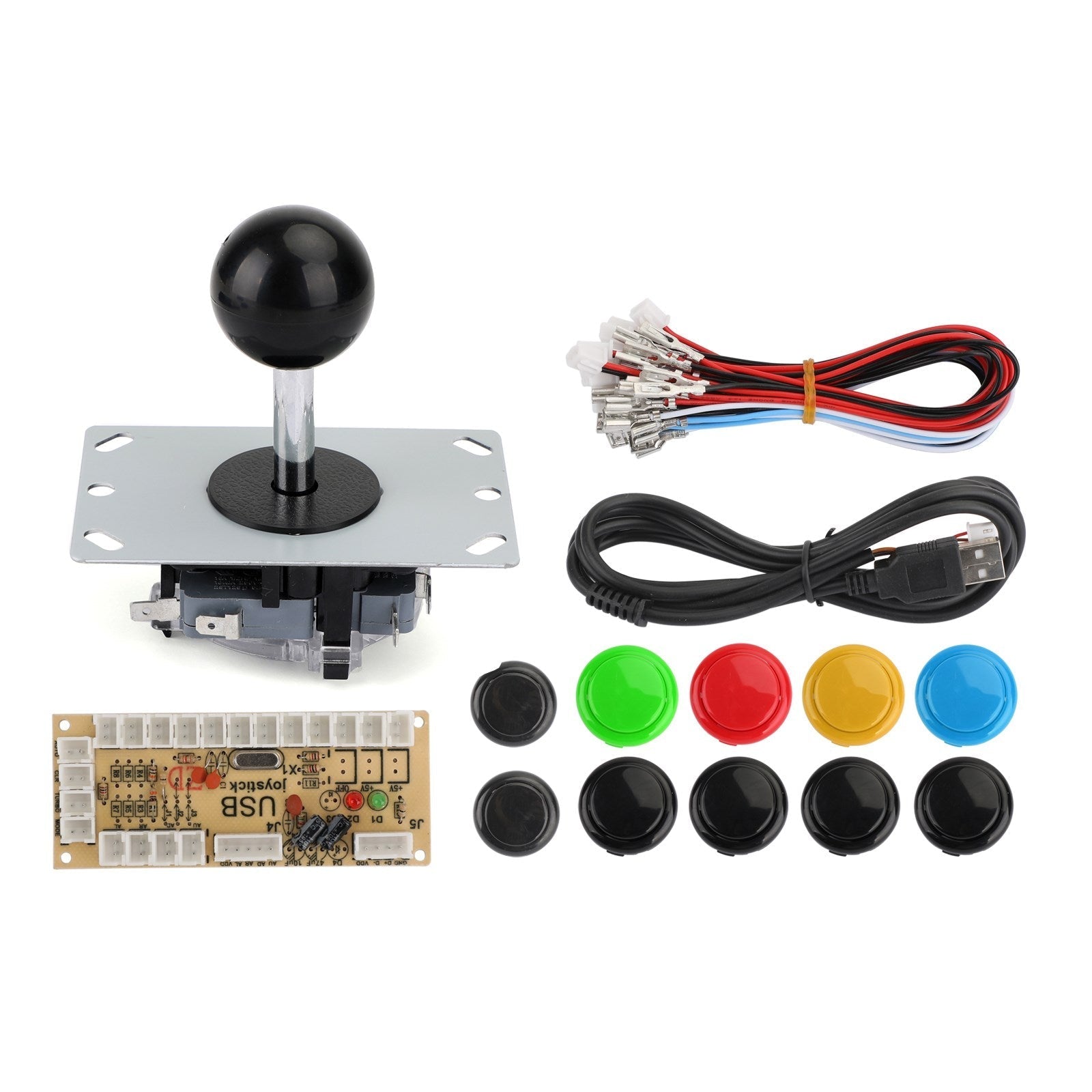 Botones + Joystick + codificador USB juego Arcade DIY 3 en 1 Kits 0 retardo apto para MAME PC