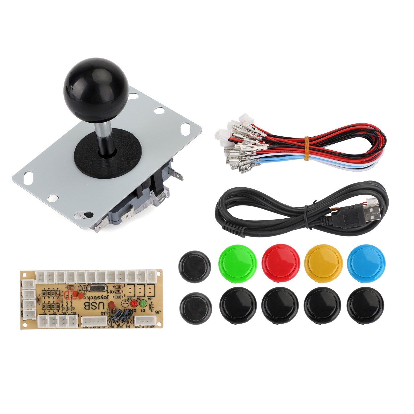 Botones + Joystick + codificador USB juego Arcade DIY 3 en 1 Kits 0 retardo apto para MAME PC