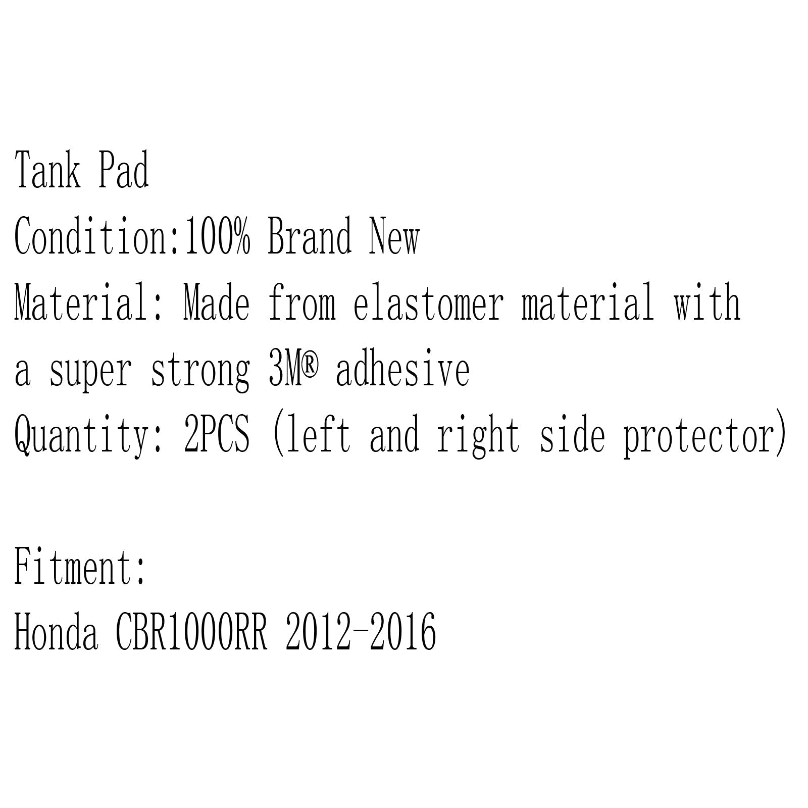 3M Tank Pull Pad Side Gas Knee Grip Protector per Honda CBR1000RR 2012-2016 Generico
