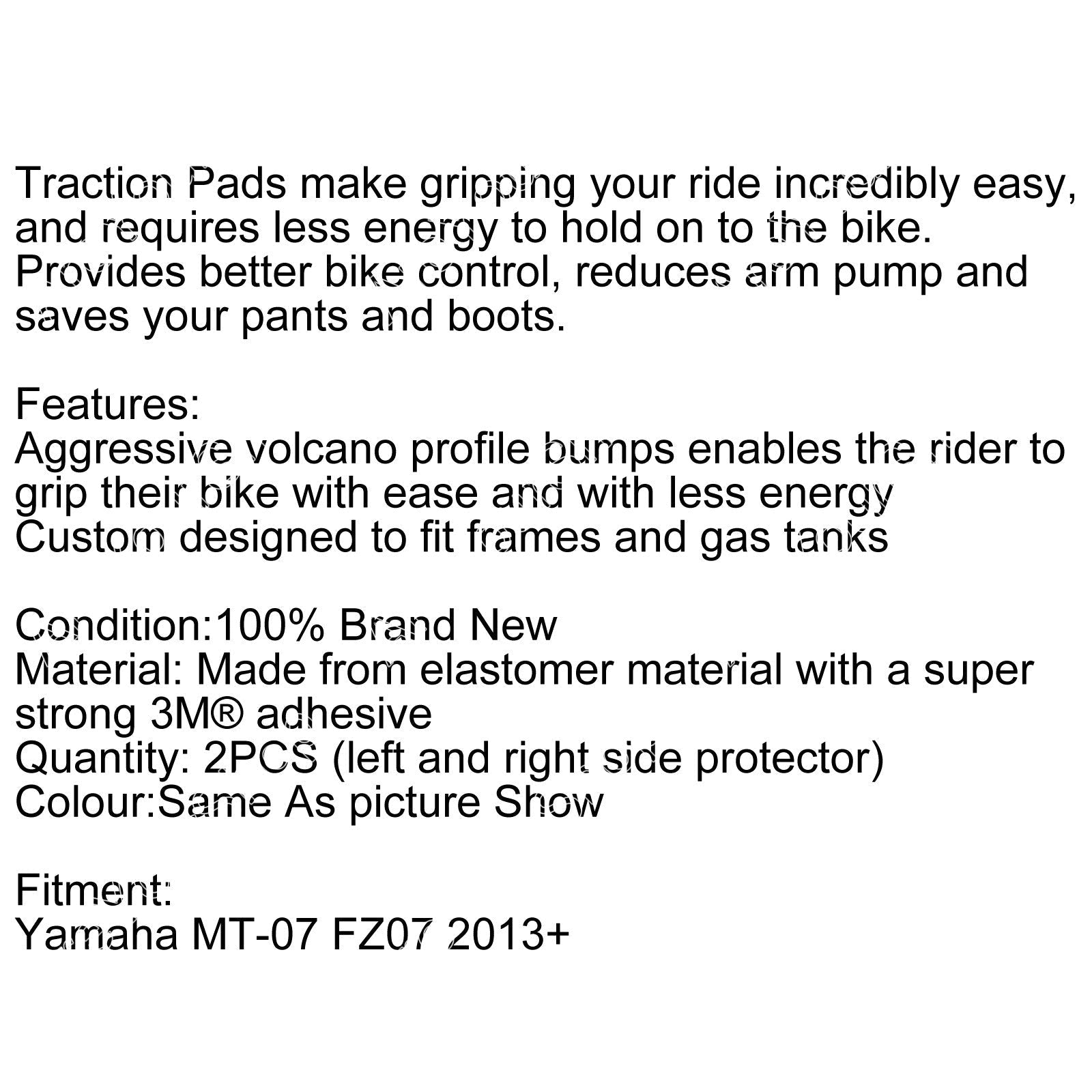 Protezioni per ginocchiere a gas laterali per serbatoio Traction Pads per Yamaha MT-07 MT07 2013-2016 Generico