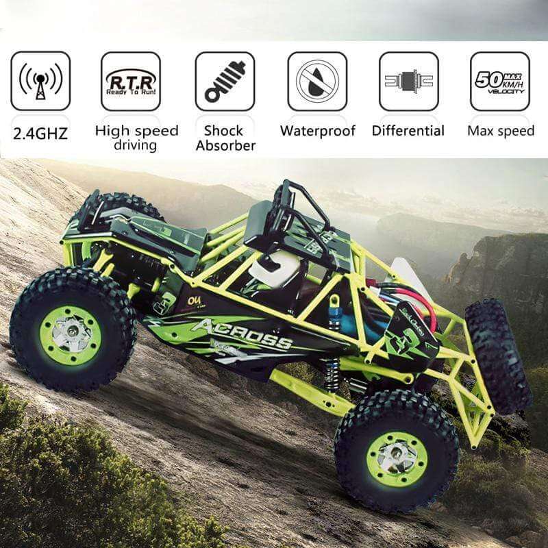 RC Car Electric Brushed Crawler RTR Auto Gift Wltoys 12428 Escala 1/12 2.4G 4WD Verde