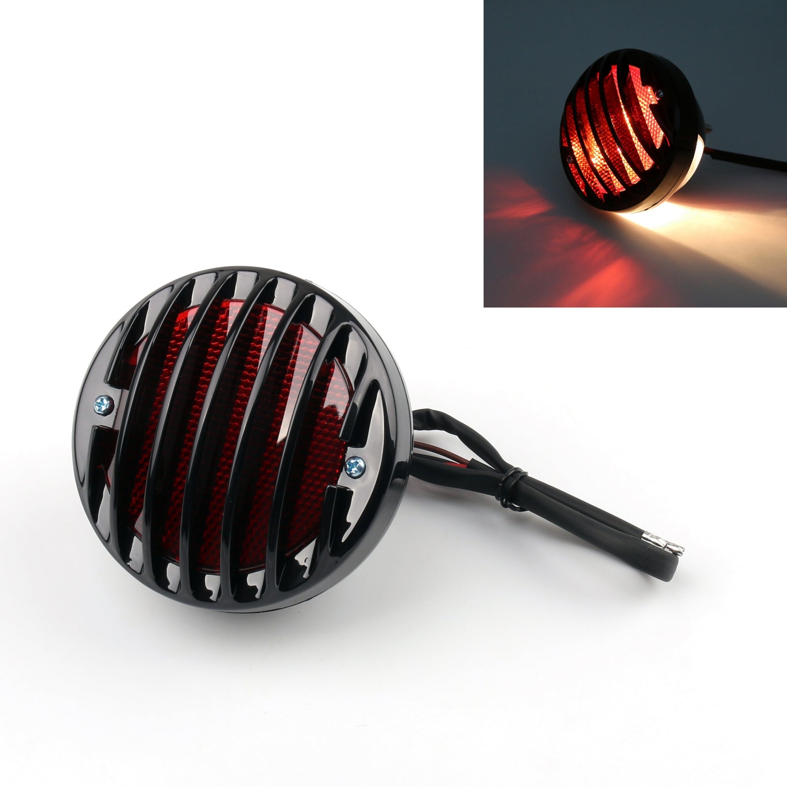 Round Motorcycle Tail Brake Light For Harley Bobber Chopper Rat Custom Gold