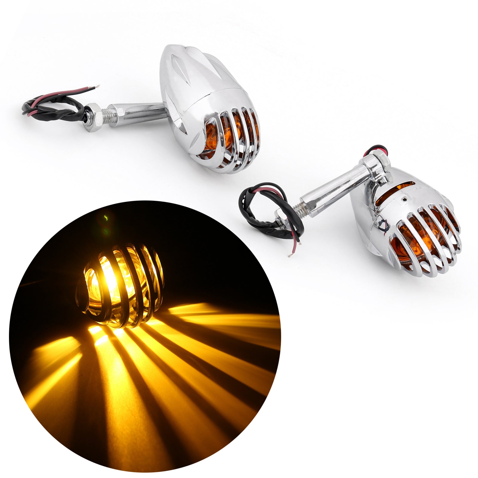 2pcs Moto Clignotants Grill Bullet Ambre Voyants Lampe Générique