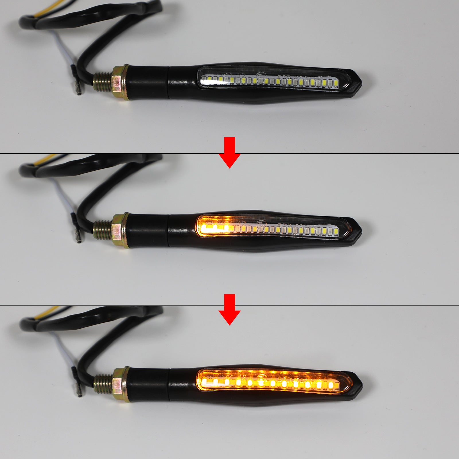 4x clignotants séquentiels à LED pour moto s'allument avec la lampe de frein DRL