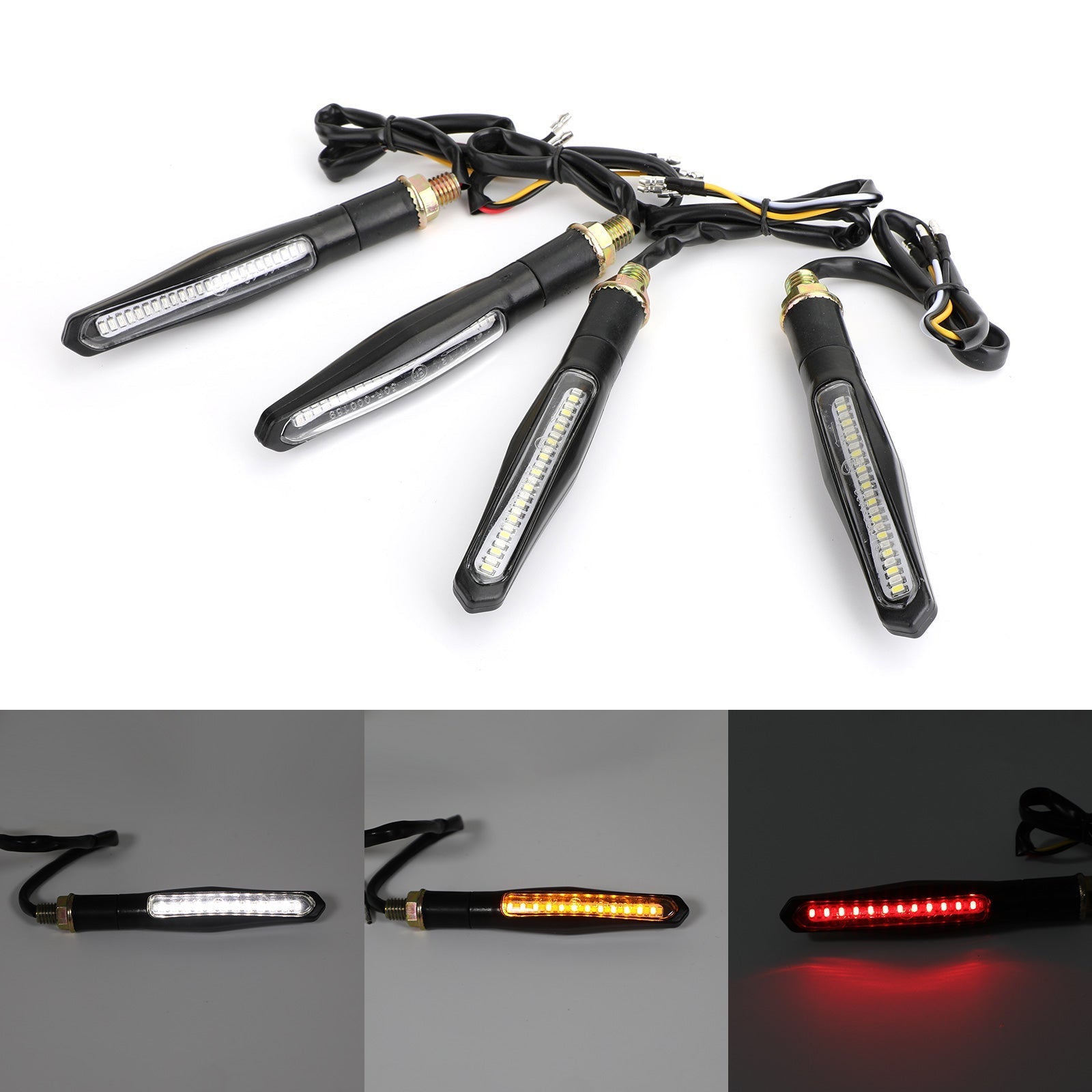 4x clignotants séquentiels à LED pour moto s'allument avec la lampe de frein DRL